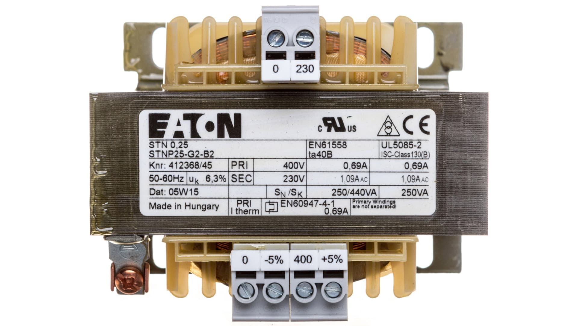 

Transformator 1-fazowy 250VA 400/230V STN0,25(400/230) 204980, 400/230) 20498