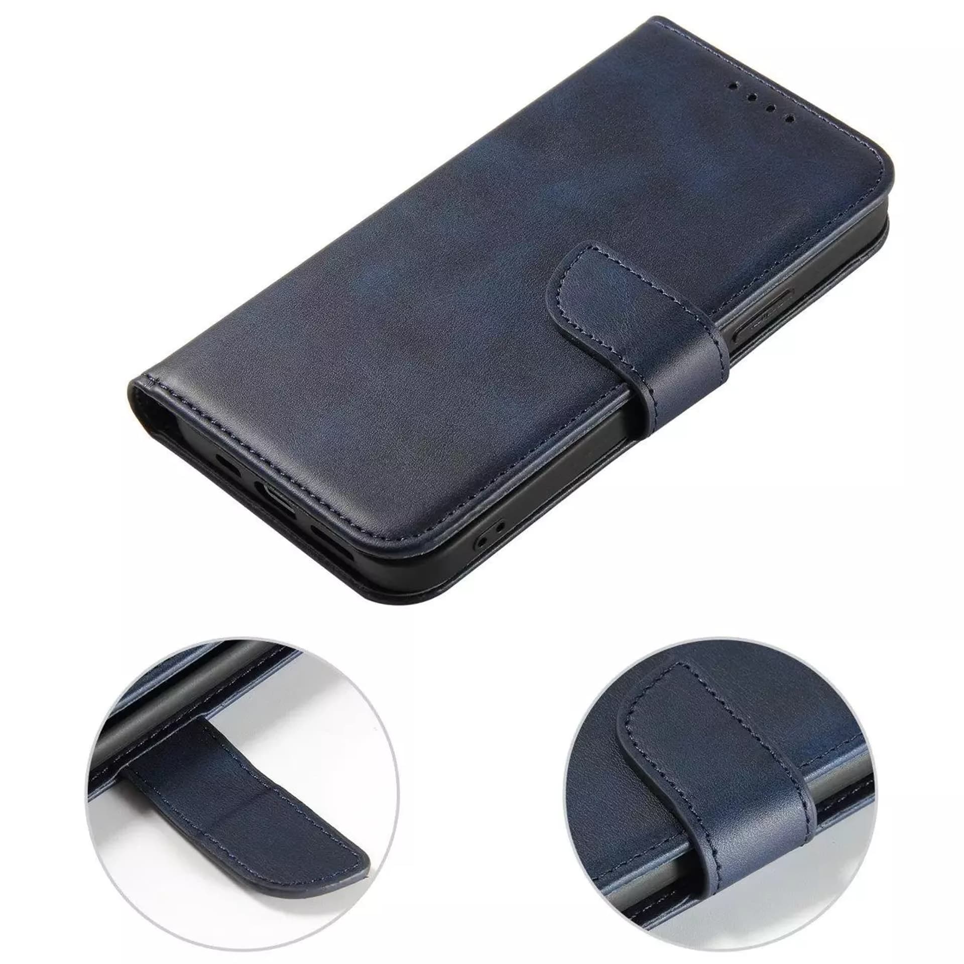 

Etui na telefon Magnet Case do iPhone 14 elegancki futerał etui pokrowiec z klapką i funkcją podstawki niebieski