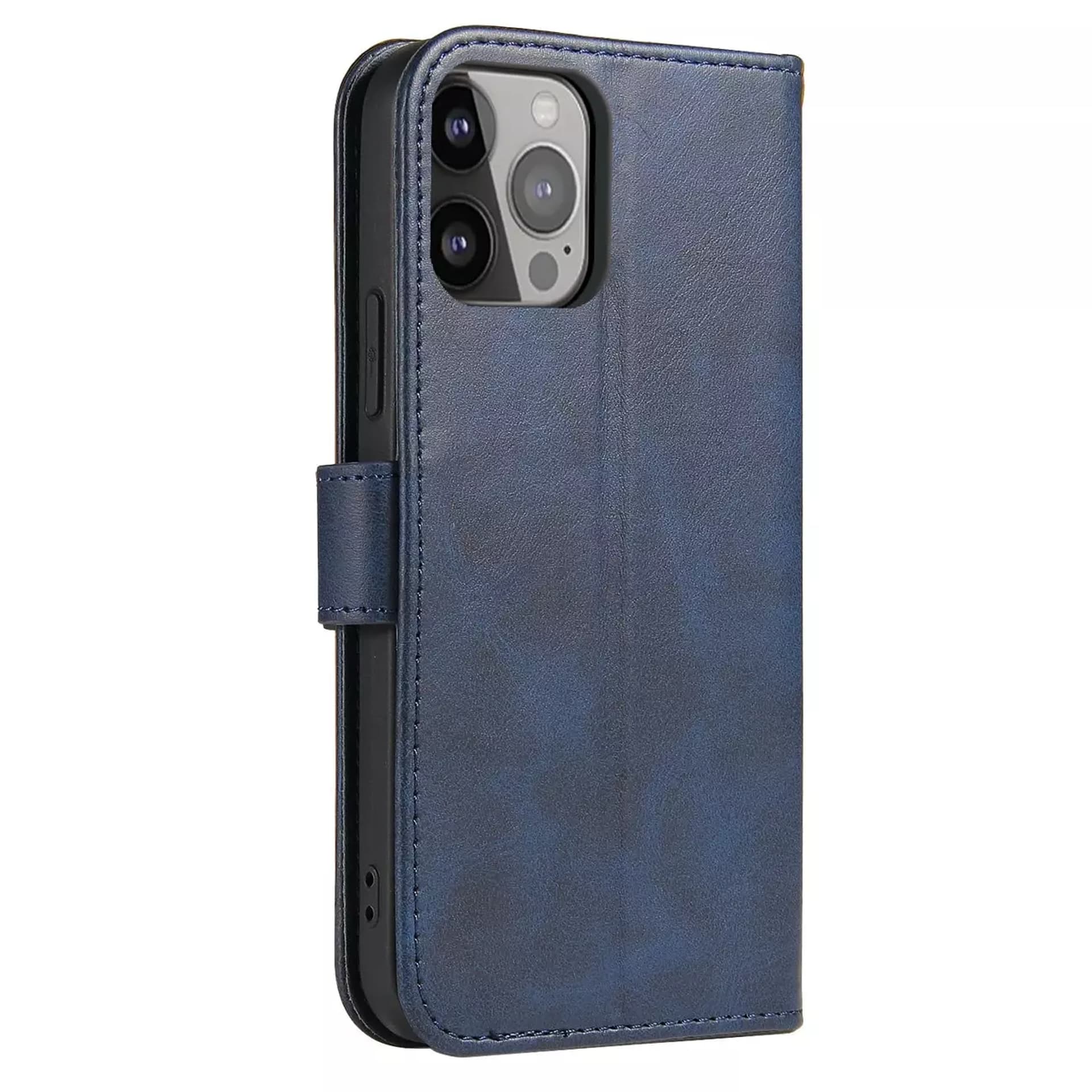 

Etui na telefon Magnet Case do iPhone 13 Pro elegancki futerał etui pokrowiec z klapką i funkcją podstawki niebieski