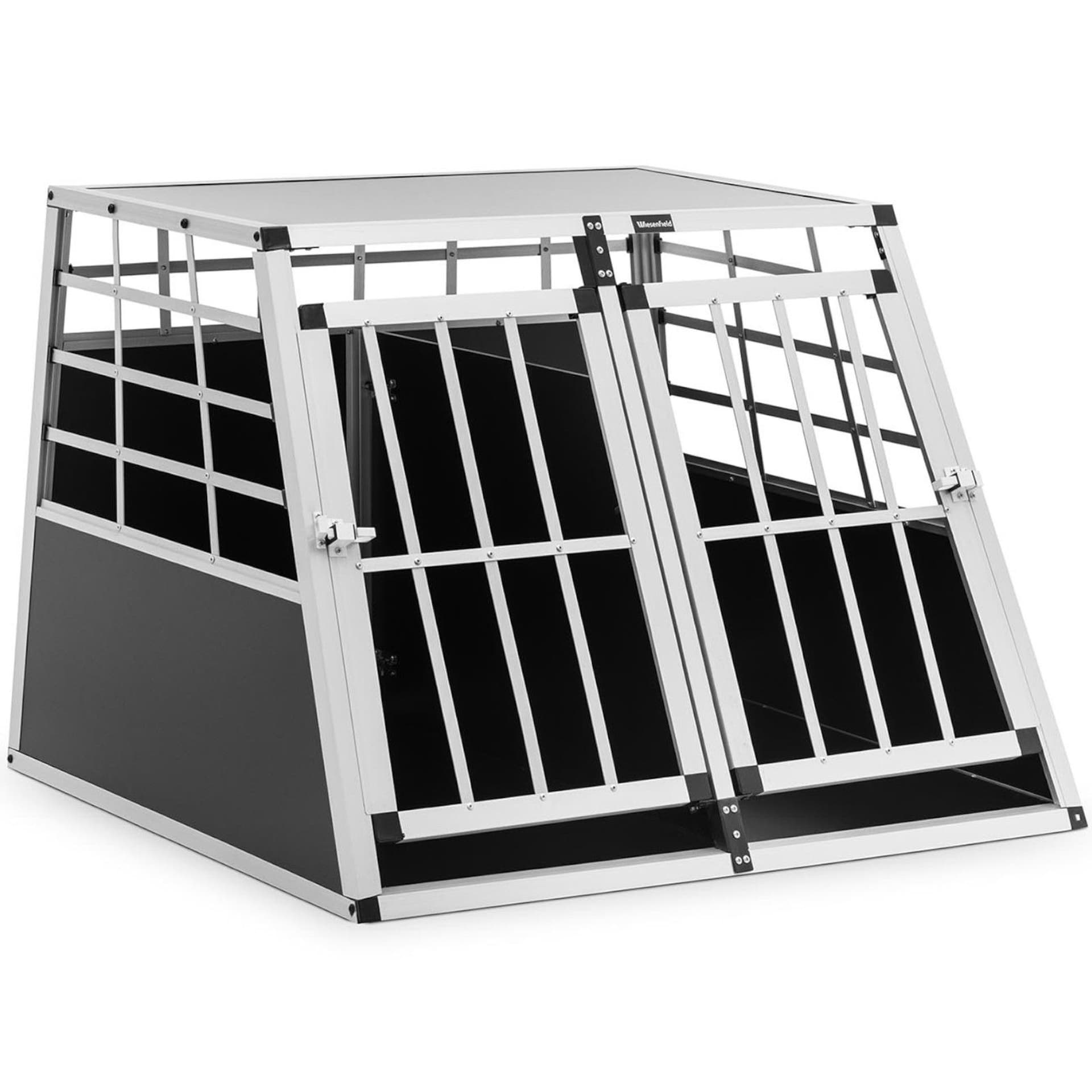 

Transporter klatka metalowa do przewozu psa trapezowa z przegrodą 95 x 85 x 70 cm