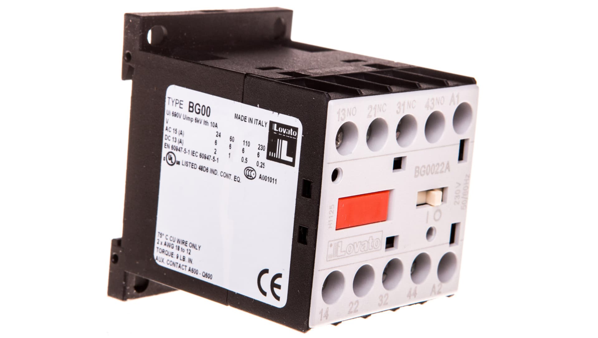 

Stycznik pomocniczy 10A AC1, zestyki 2Z 2R, cewka 230VAC 50/60Hz 11BG0022A230
