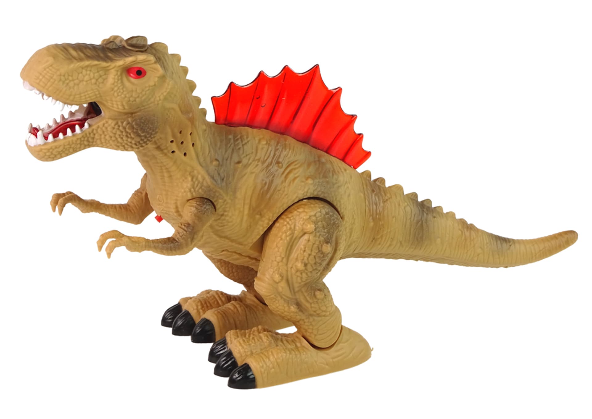 

Dinozaur Zieje Ogniem Para Wodna Świeci Na Baterie Brązowy