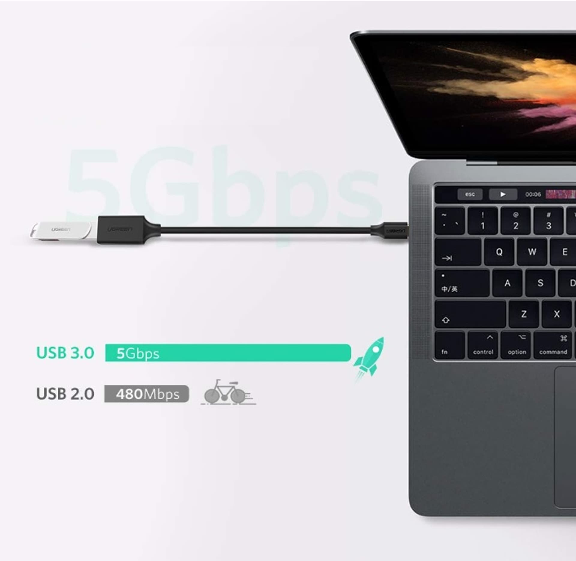 

Adapter OTG USB-C 3.0 UGREEN US154 (biały)