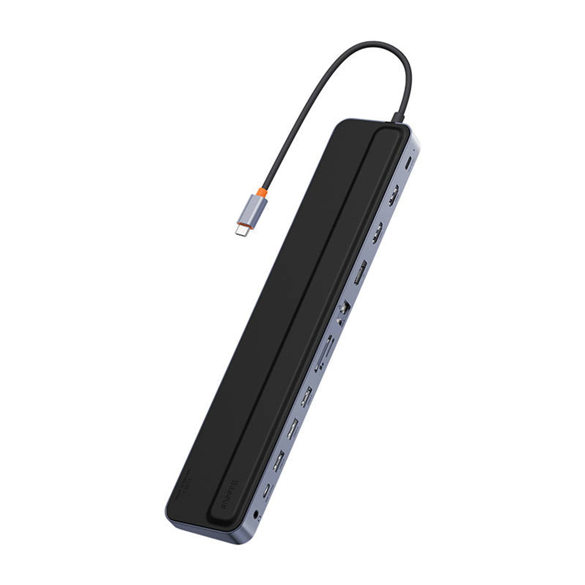 

Hub 12w1 Baseus EliteJoy Gen2 series USB-C do 2xHDMI+ 3xUSB 3.0+ PD+ DP+ SD/TF+ RJ45+Type-C+ 3.5mm (ciemny szary)