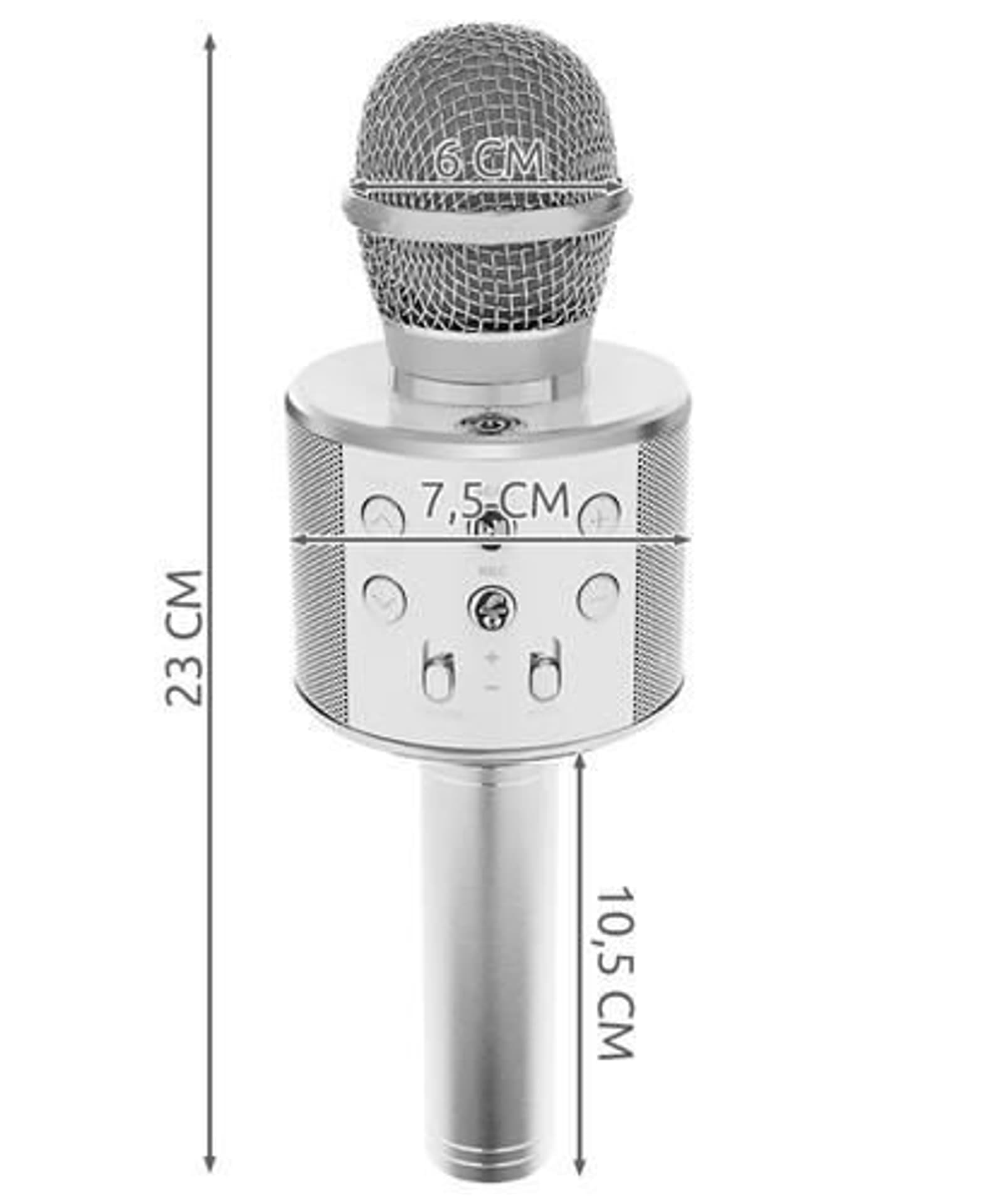 

Mikrofon karaoke z głośnikiem srebrny