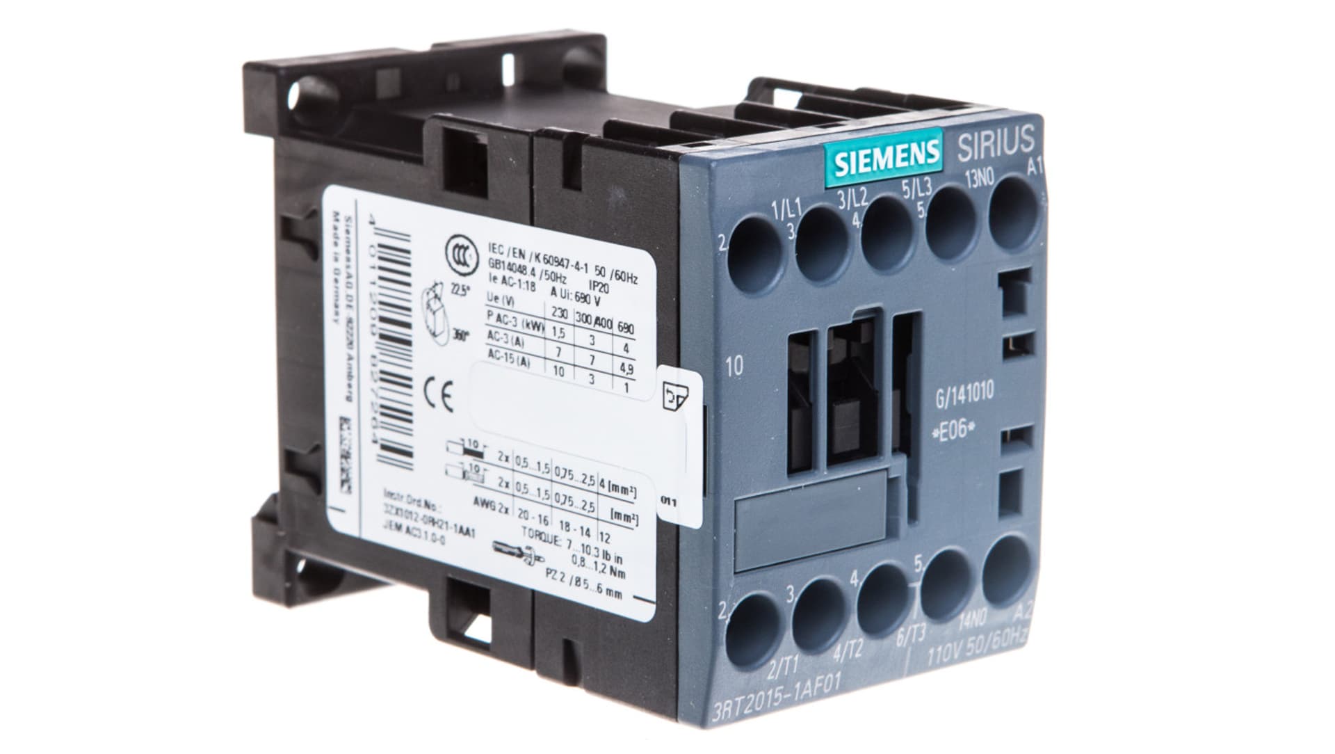 

Stycznik mocy 7A 3P 110V AC 1Z 0R S00 3RT2015-1AF01