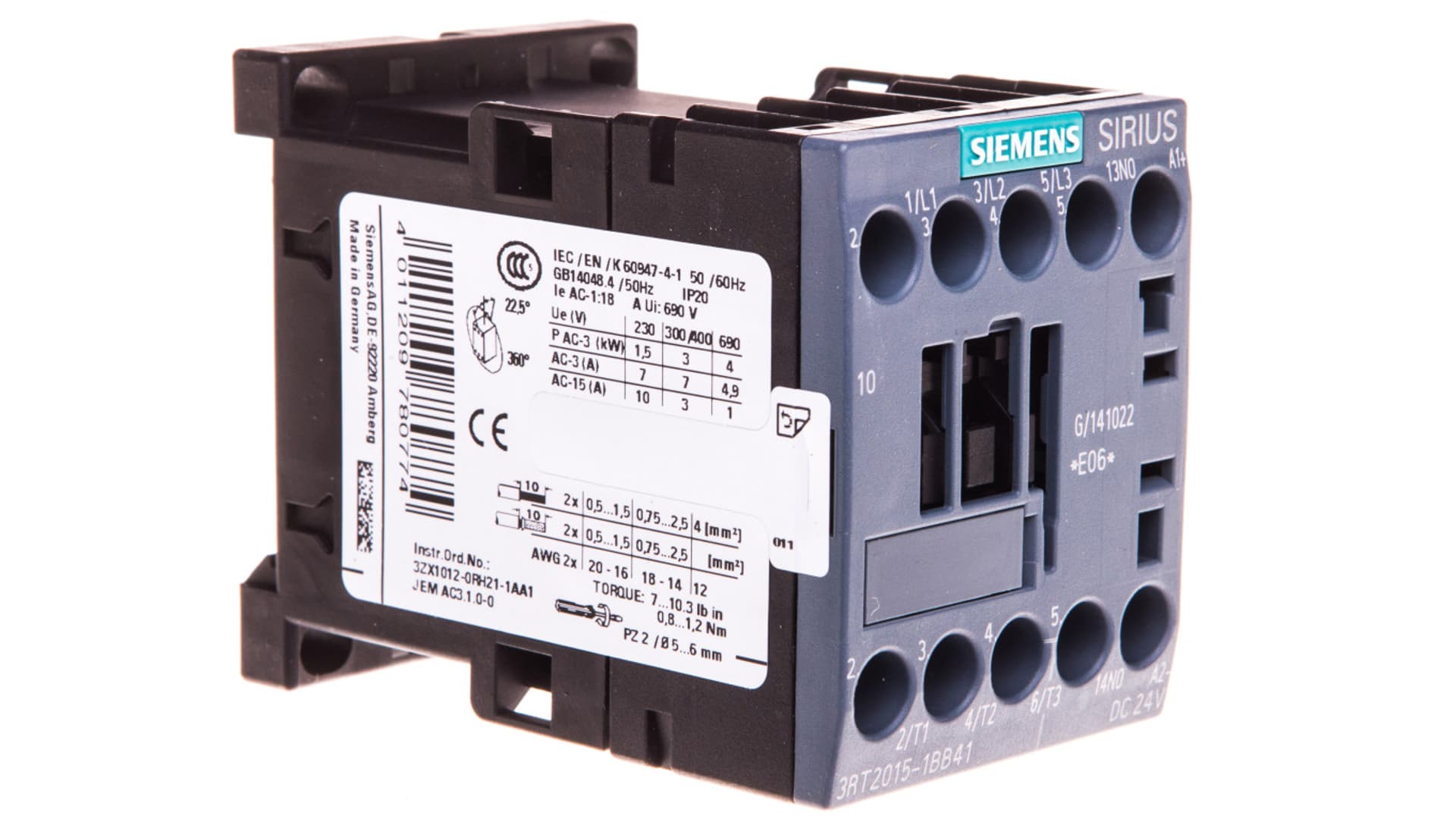 

Stycznik mocy 7A 3P 24V DC 1Z 0R S00 3RT2015-1BB41