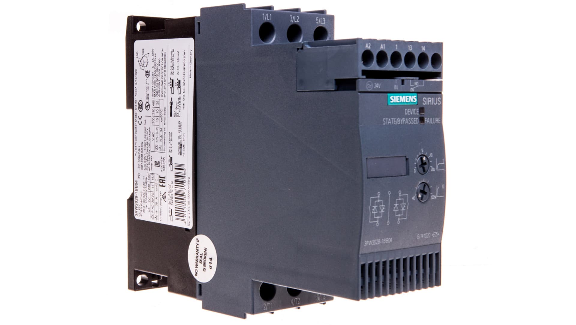 

Softstart 3-fazowy 200-480VAC 38A 18,5kW/400V Uc=24V AC/DC S0 3RW3028-1BB04