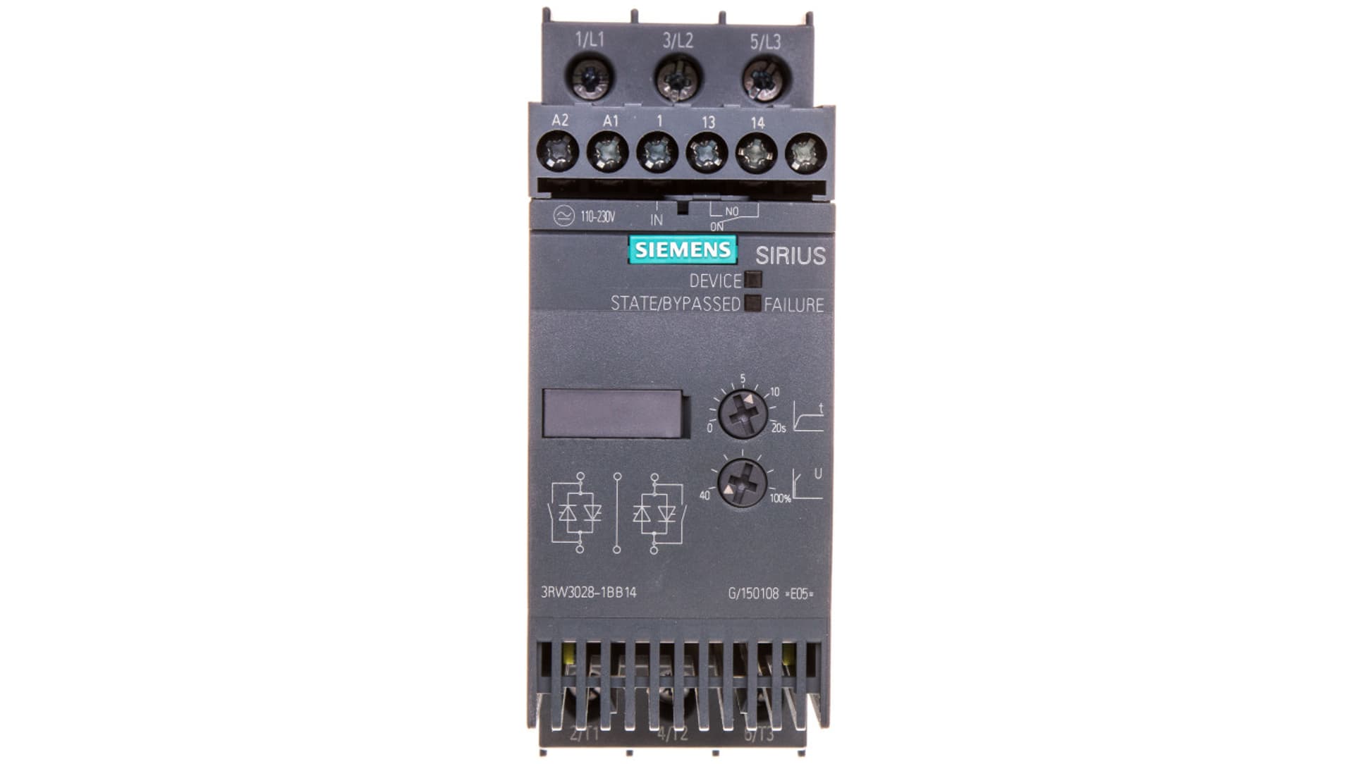 

Softstart 3-fazowy 200-480VAC 38A 18,5kW/400V Uc=110-230V AC/DC S0 3RW3028-1BB14