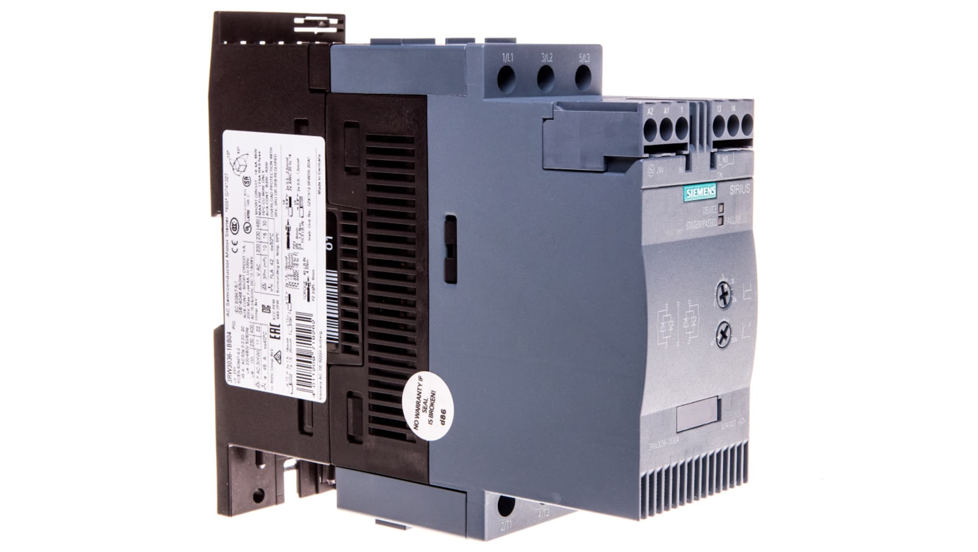 

Softstart 3-fazowy 200-480VAC 45A 22kW/400V Uc=24V AC/DC S2 3RW3036-1BB04