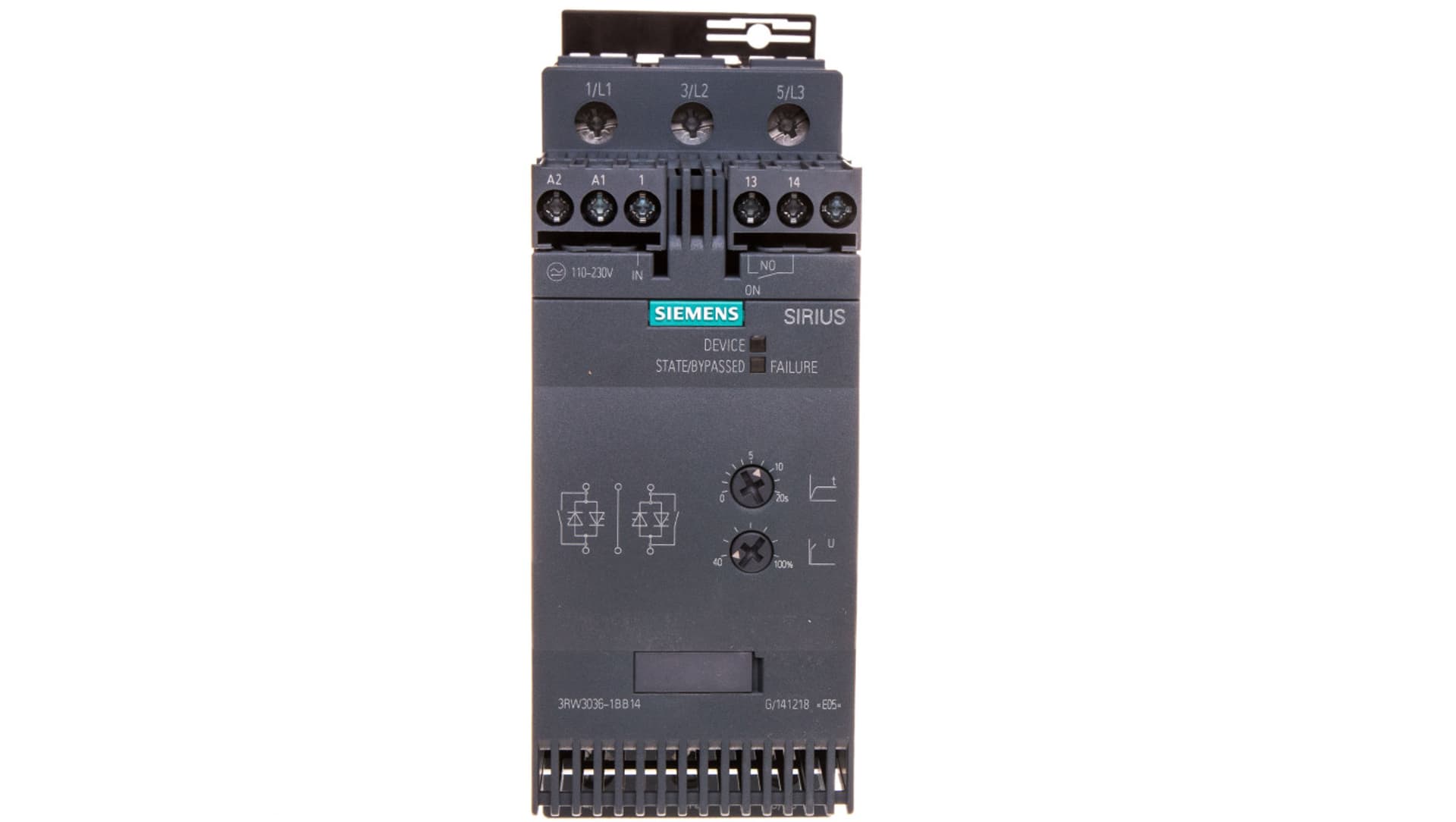 

Softstart 3-fazowy 200-480VAC 45A 22kW/400V Uc=110-230V AC/DC S2 3RW3036-1BB14