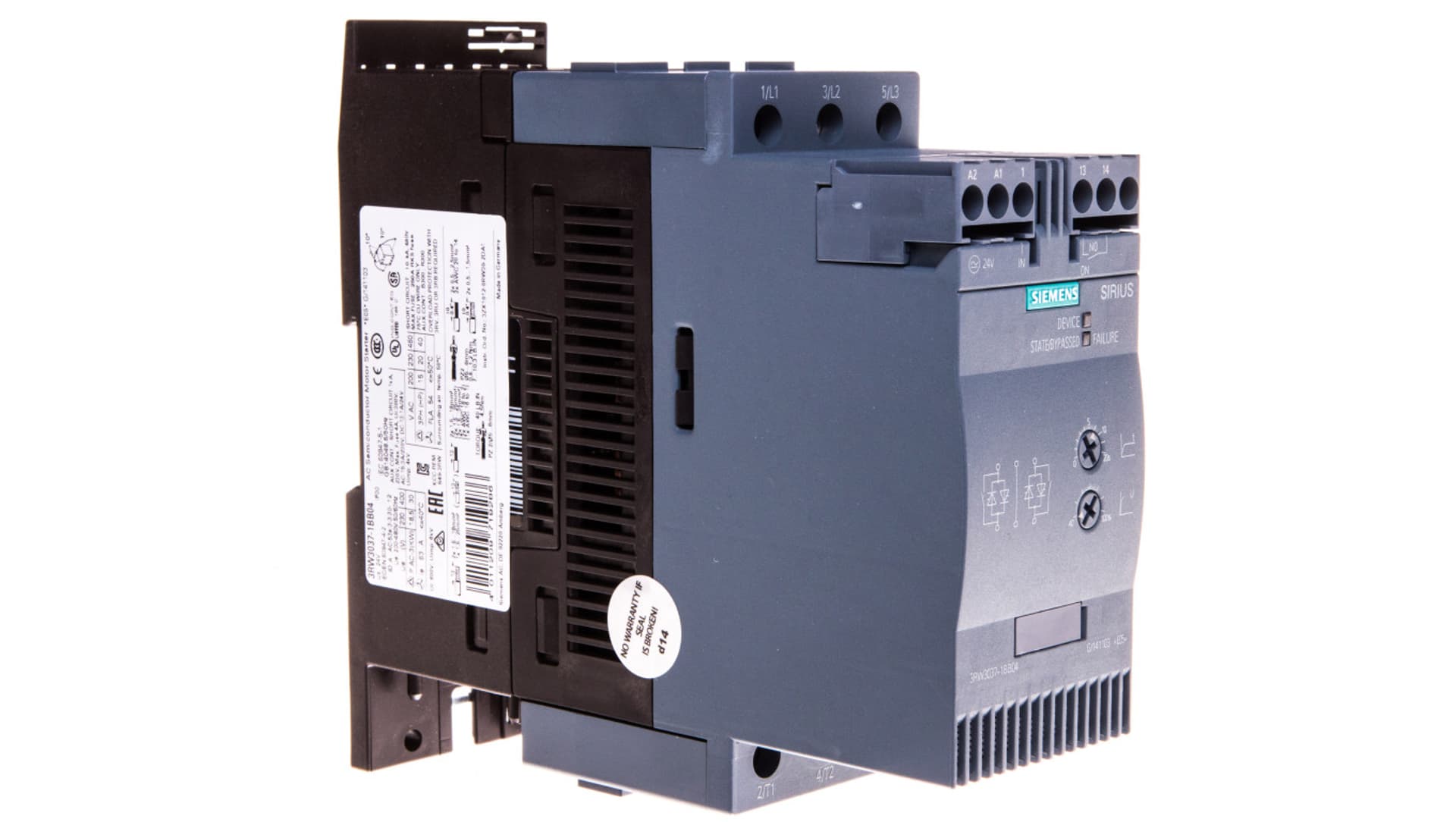 

Softstart 3-fazowy 200-480VAC 63A 30kW/400V Uc=24V AC/DC S2 3RW3037-1BB04