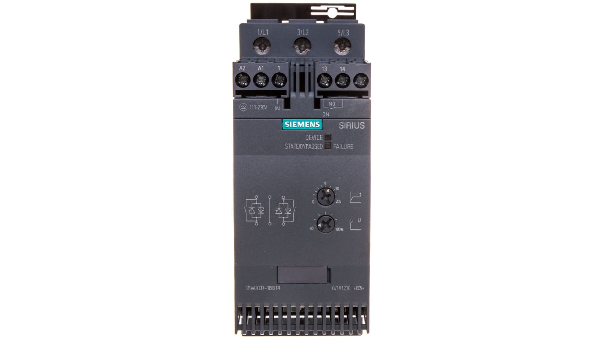 

Softstart 3-fazowy 200-480VAC 63A 30kW/400V Uc=110-230V AC/DC S2 3RW3037-1BB14