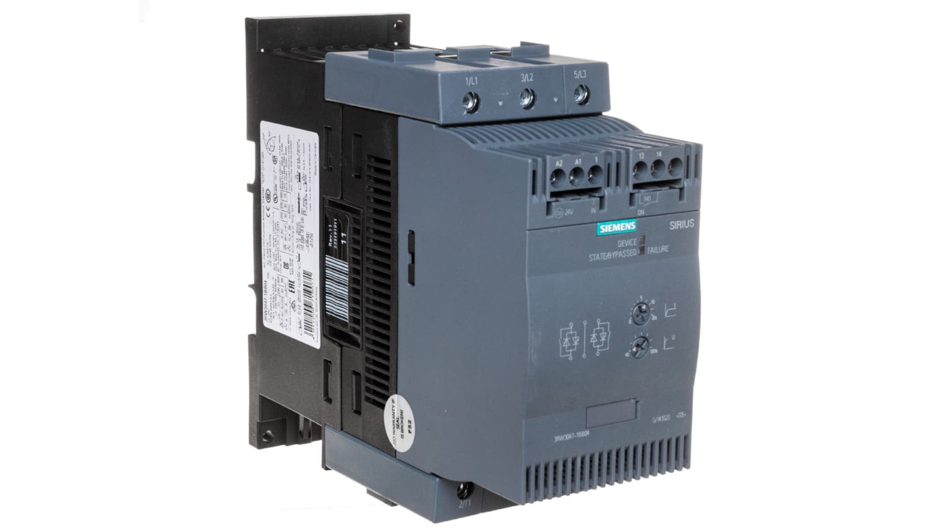 

Softstart 3-fazowy 200-480VAC 106A 55kW/400V Uc=24V AC/DC S3 3RW3047-1BB04