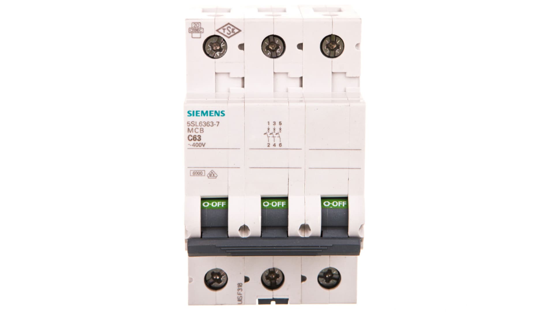 

Wyłącznik nadprądowy 3P C 63A 6kA AC 5SL6363-7