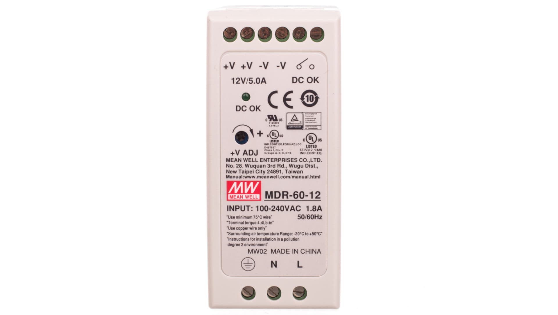 

Zasilacz impulsowy 85-264V AC/ 5A 12V DC 60W MDR-60-12