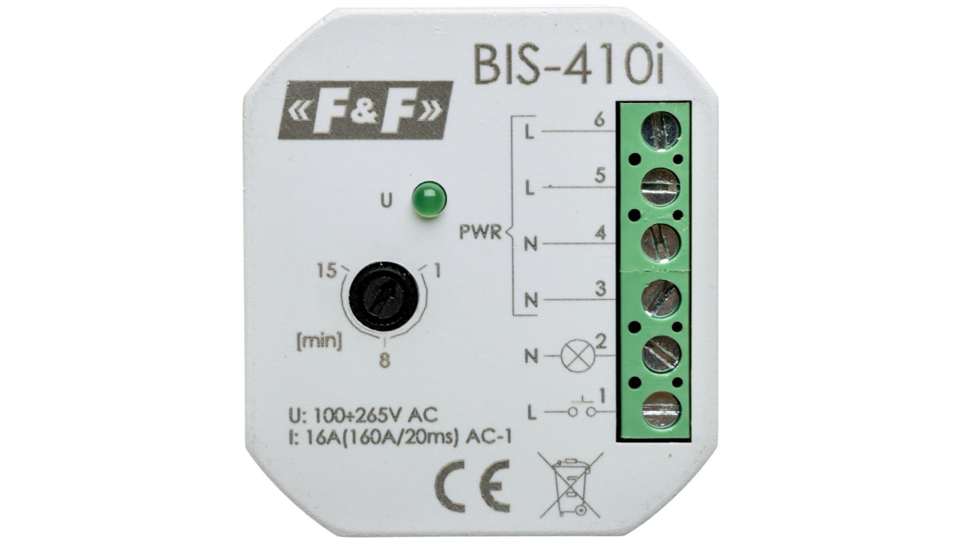 

Przekaźnik impulsowy z wyłącznikiem czasowym 230V AC 16A Inrush BIS-410-LED