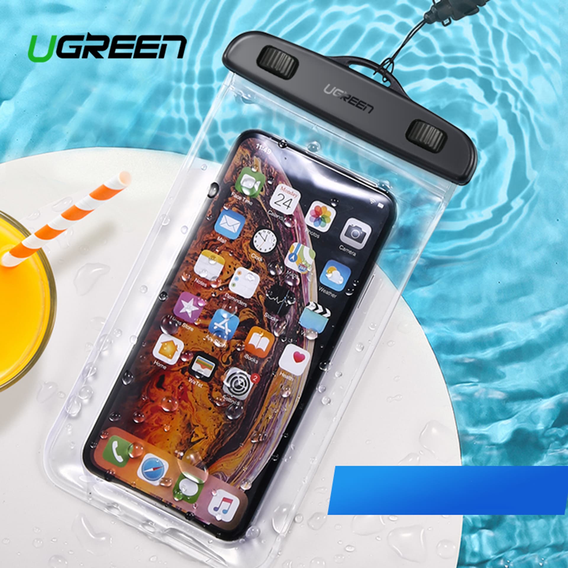 

Wodoodporne etui UGREEN LP186 na telefon, smartfon (przezroczysty czarny)