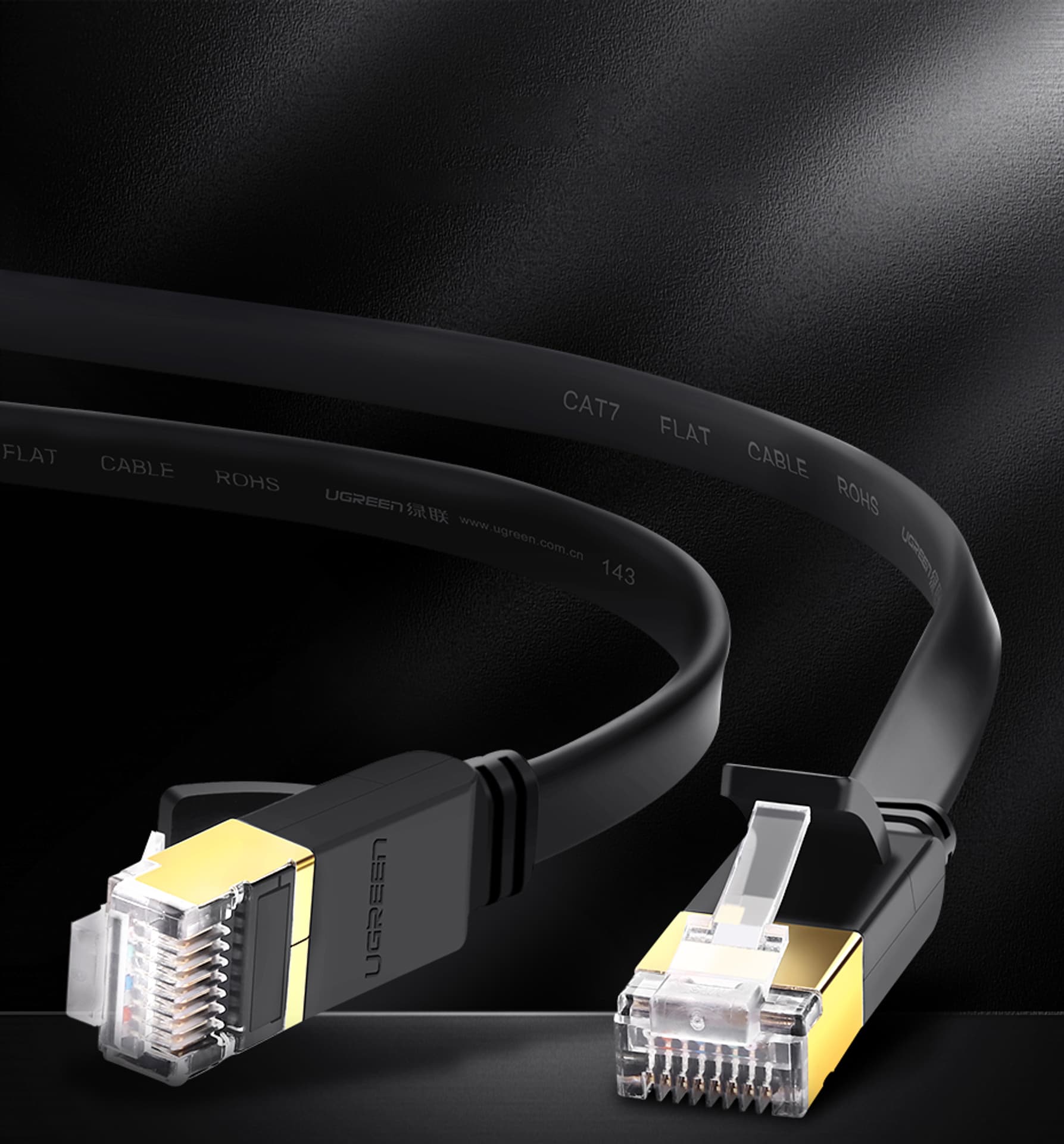 

Płaski kabel sieciowy UGREEN NW106 Ethernet RJ45, Cat.7, STP, 10m (czarny)