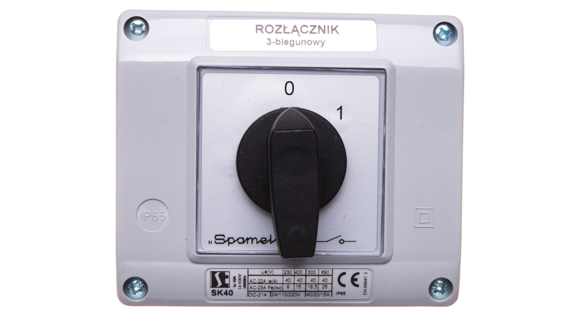 

Łącznik krzywkowy 0-1 3P 40A w obudowie OB13 SK40-2.8211OB13