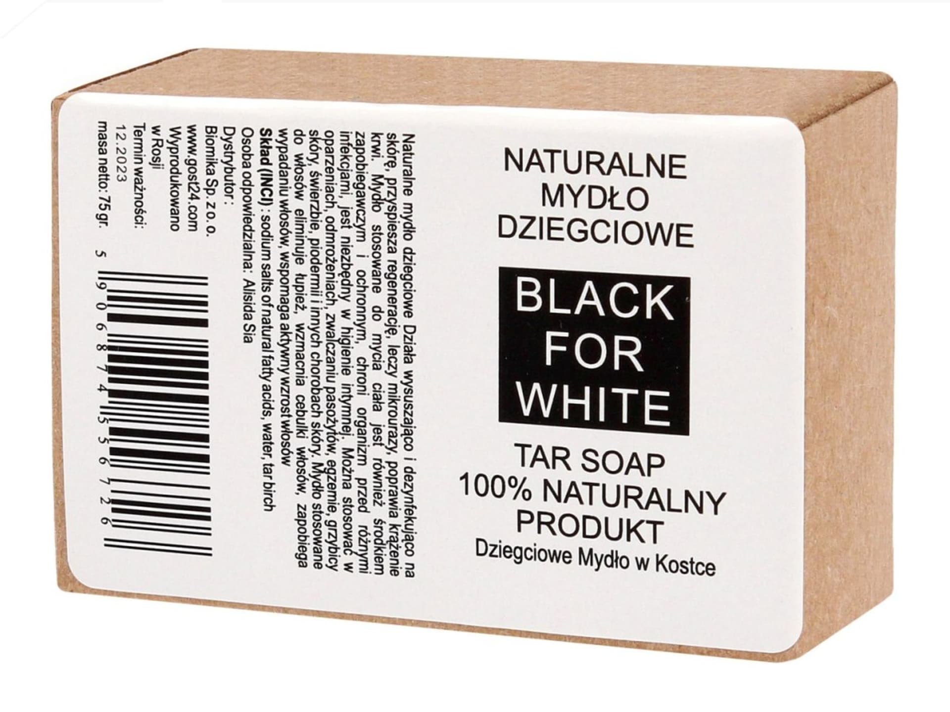 

Black For White Naturalne Mydło Dziegciowe 75g