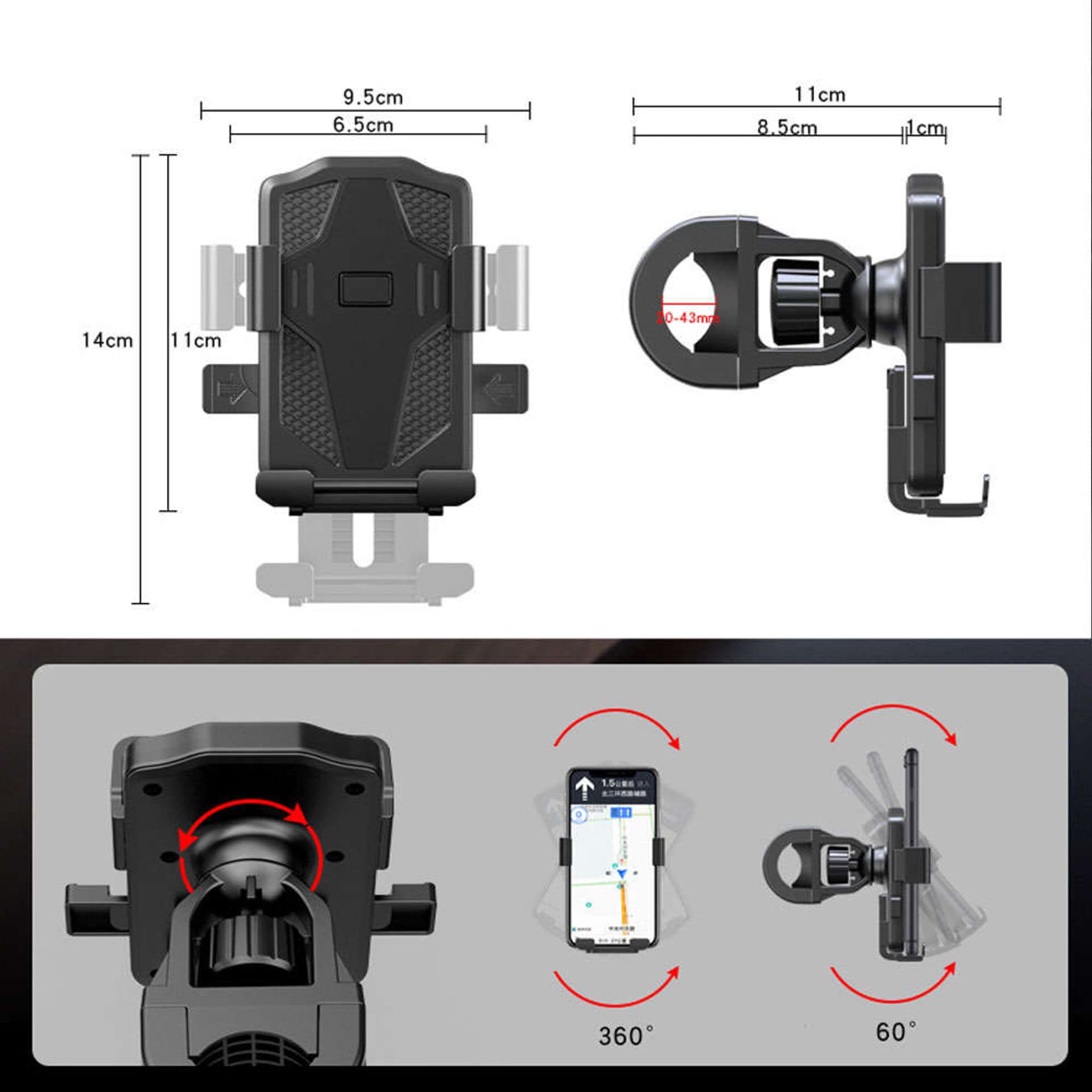 

Uchwyt rowerowy Yesido Bike Holder zaciskowy uchwyt na telefon na kierownicę roweru motocykla Czarny