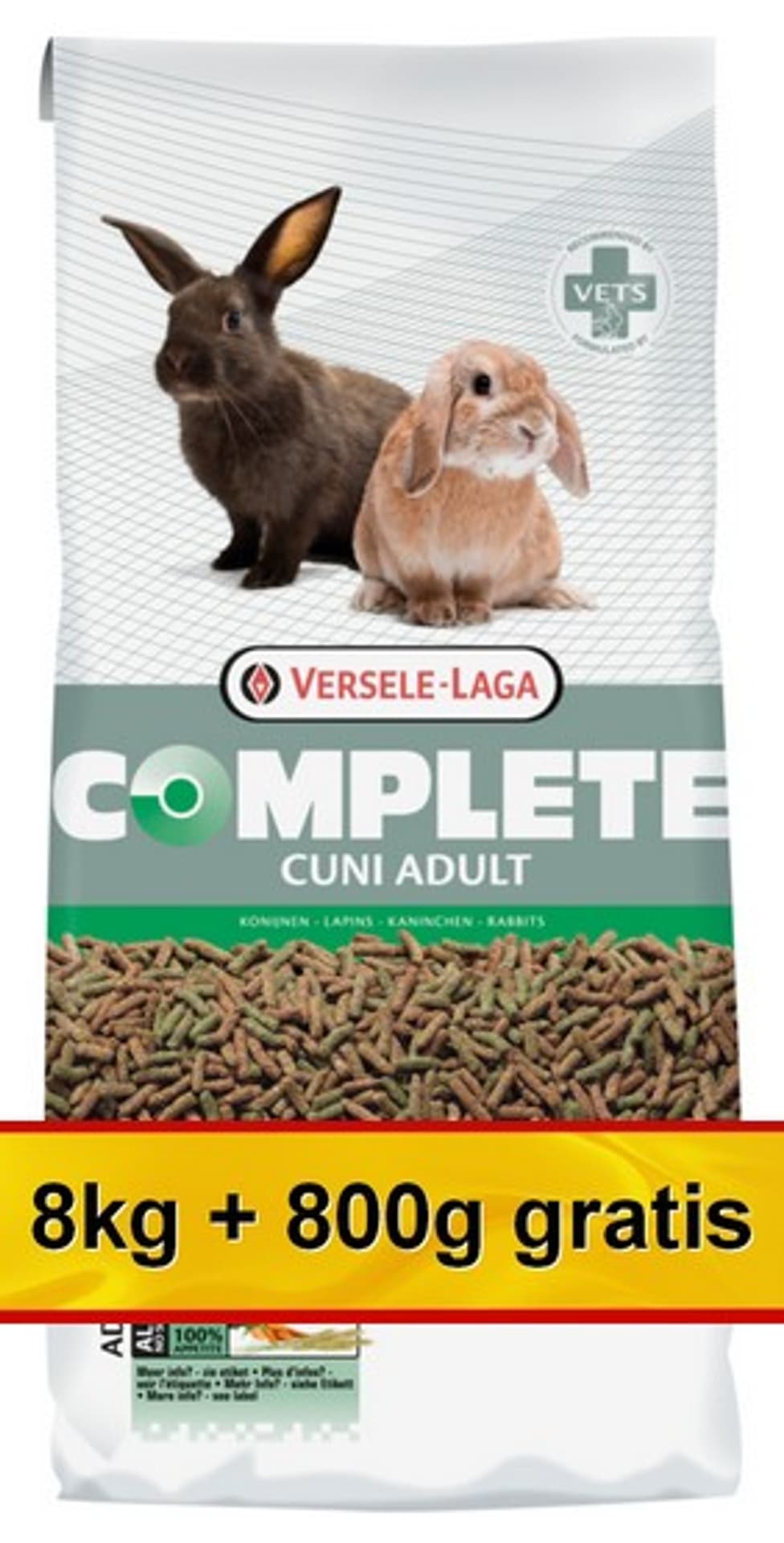 

VERSELE LAGA Cuni Adult Complete - ekstrudat dla dorosłych królików miniaturowych [461402] 8kg + 800g GRATIS