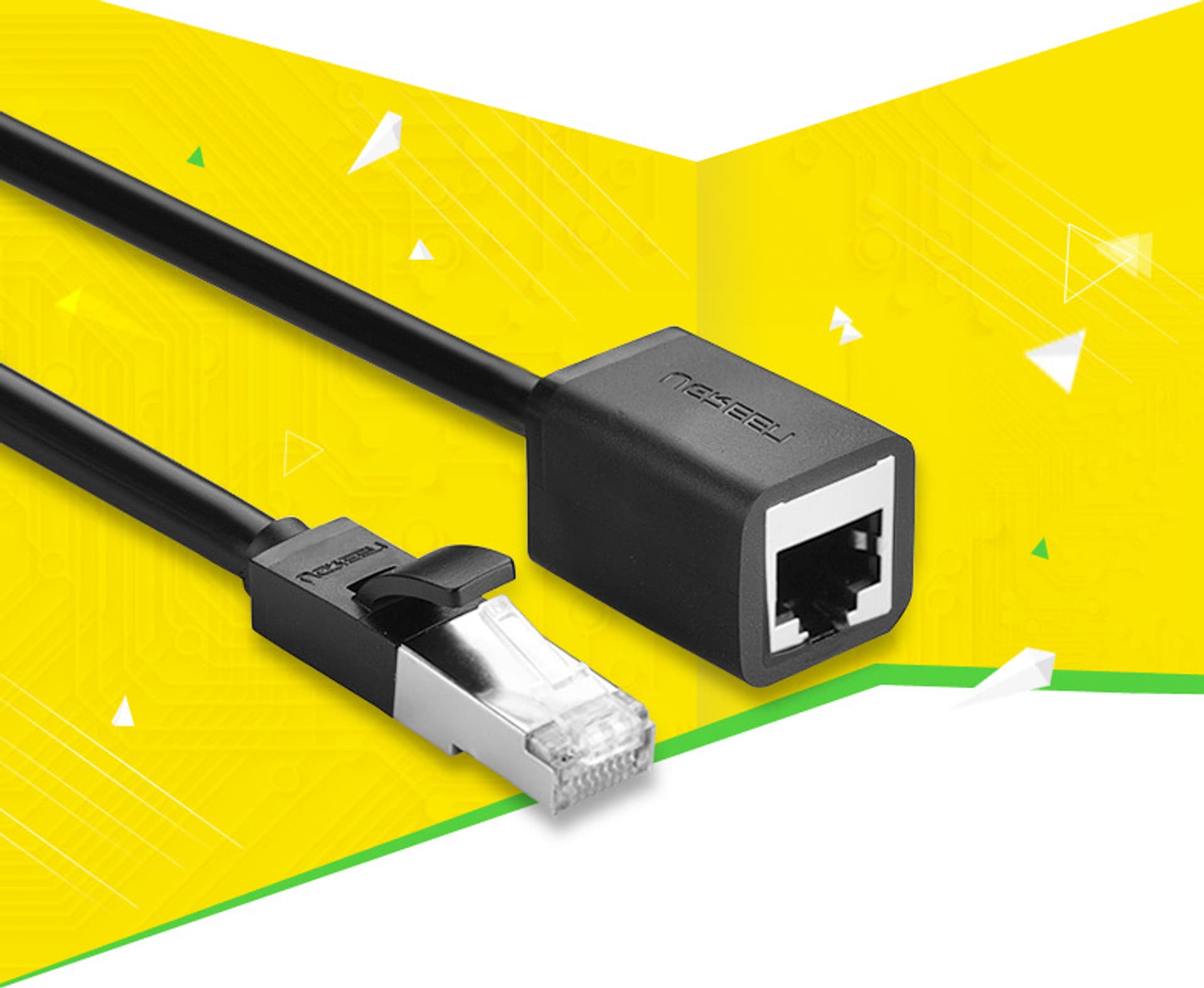 

Kabel sieciowy UGREEN NW112 przedłużacz Ethernet RJ45, Cat. 6, FTP, z metalową wtyczną 1m, (czarny)