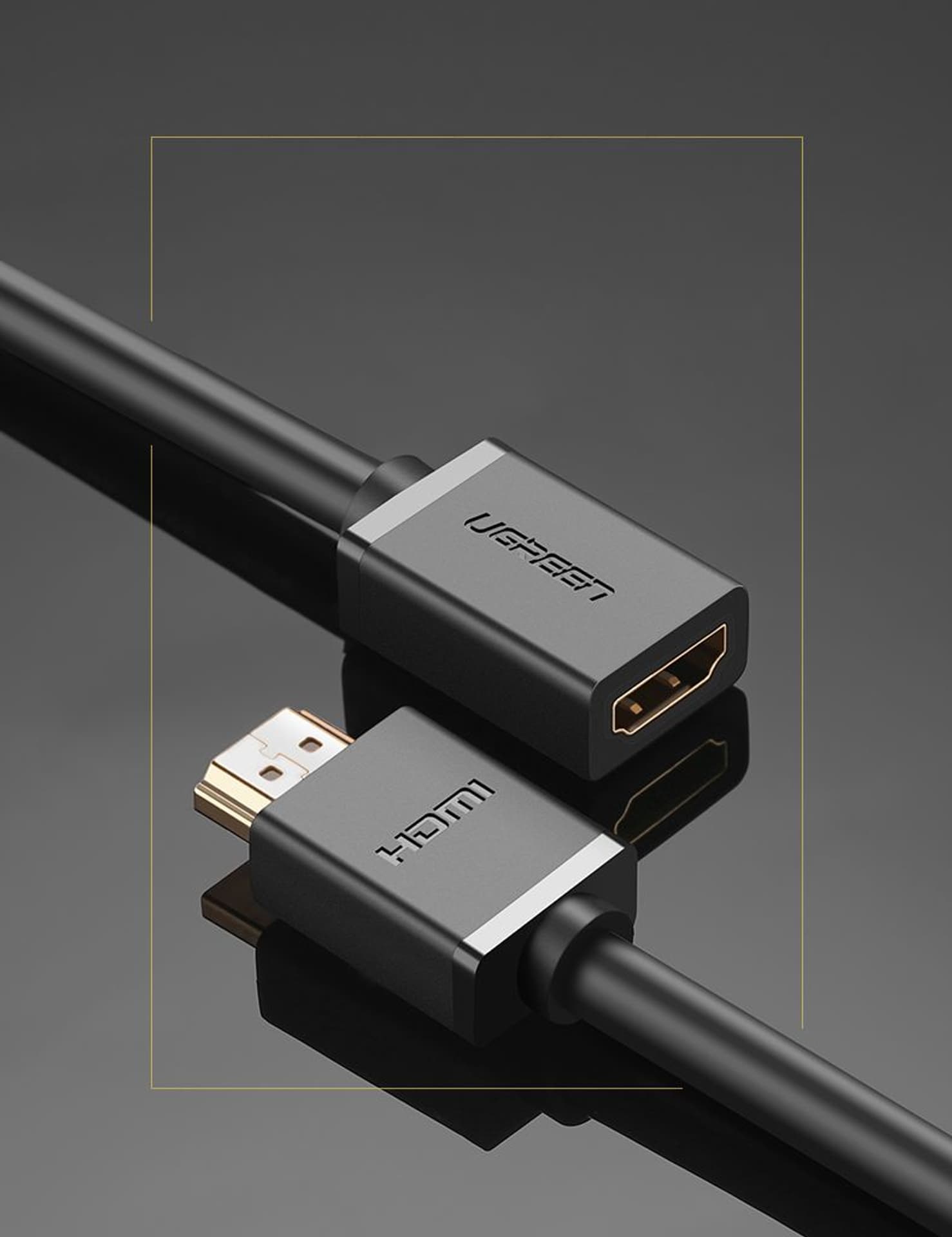 

Kabel HDMI męski do HDMI żeński UGREEN HD107, FullHD, 3D, 0.5m (czarny)