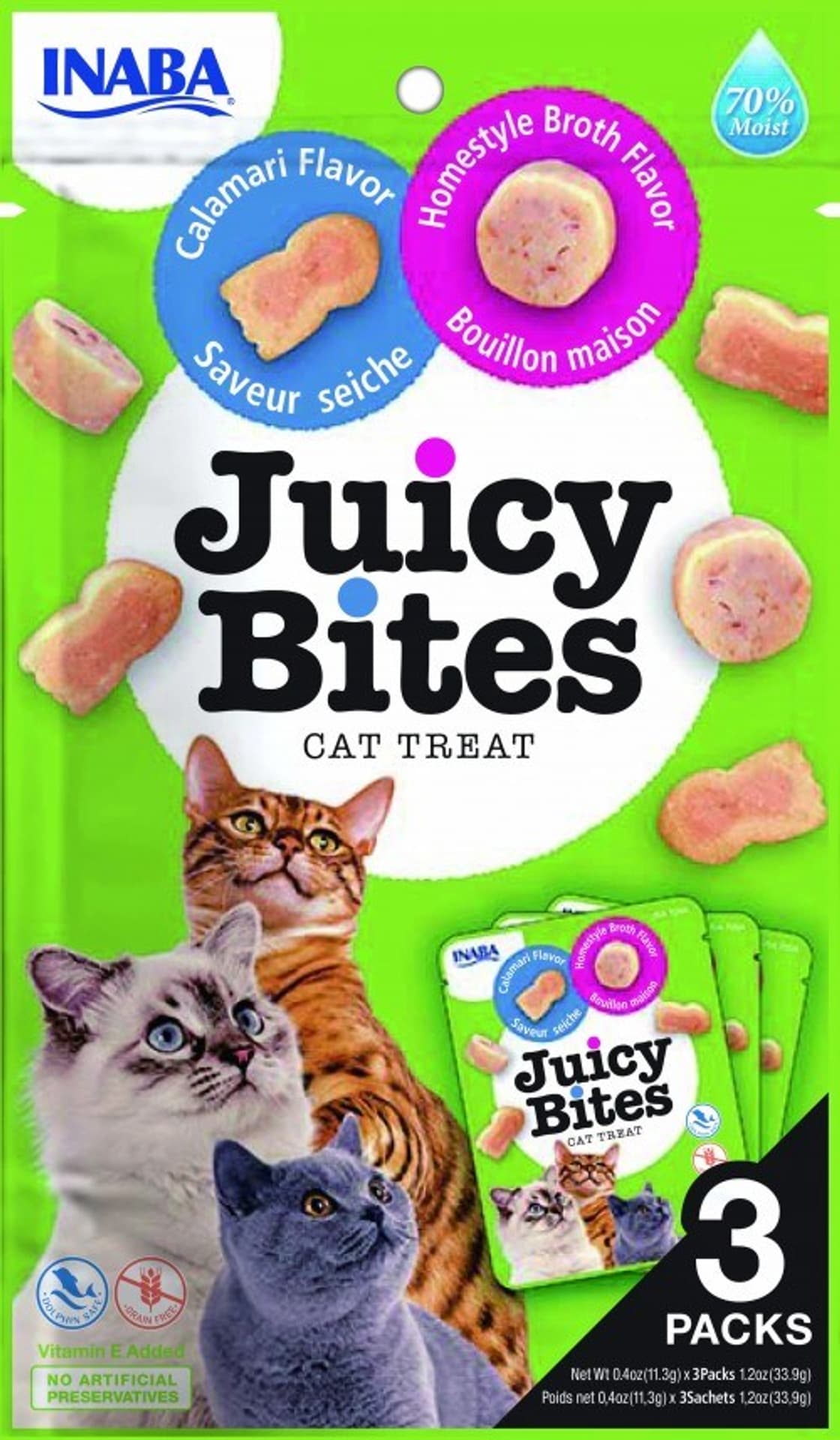 

Przysmak Inaba JUICY BITES Rosół z kalmarami dla kota 3x11,3g