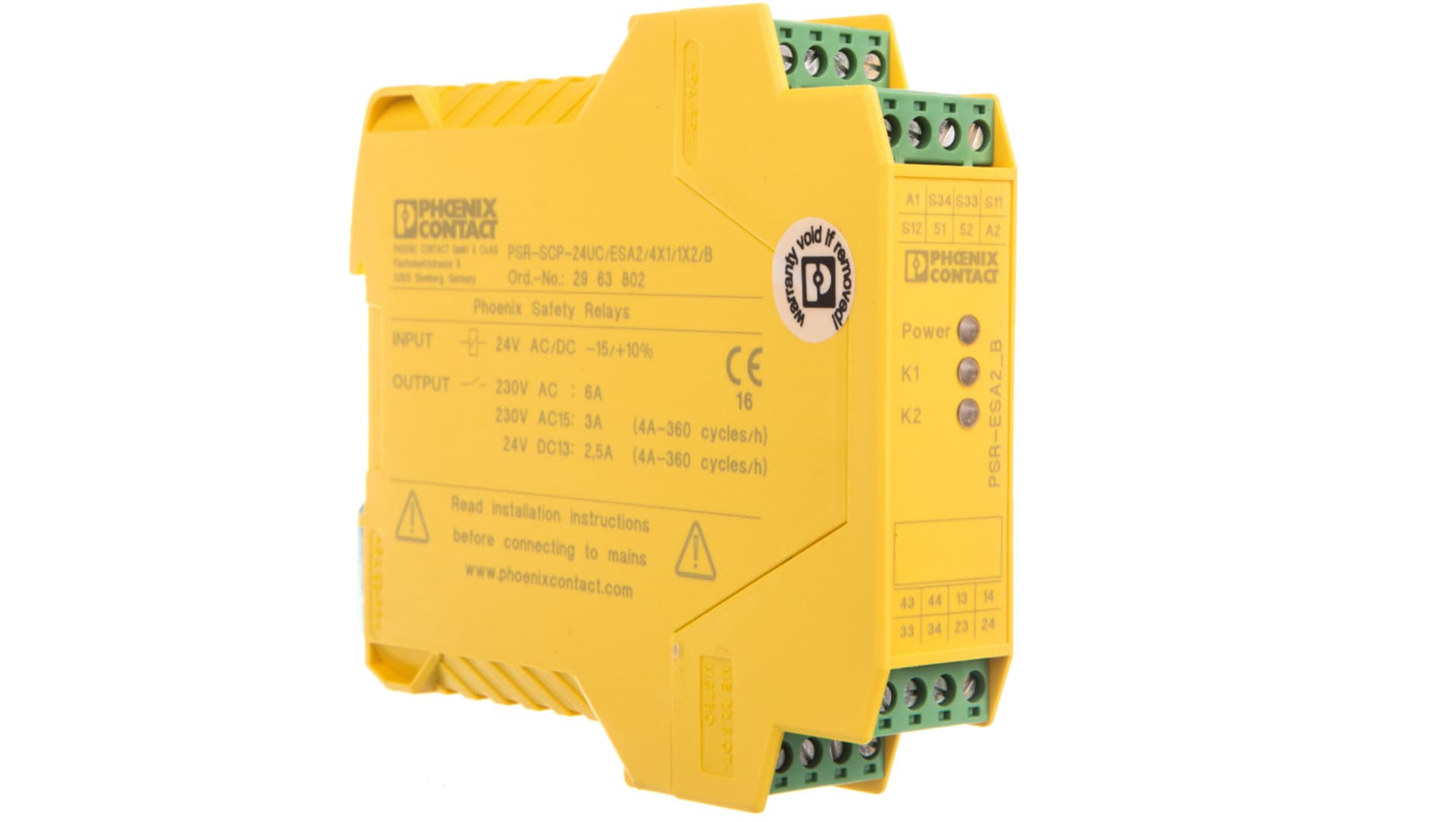 

Przekaźnik bezpieczeństwa do zatrzymania awaryjnego i drzwi bezpieczeństwa 24V AC/DC 2xLED PSR-SCP- 24UC/ESA2/4X1/1X2/B 2963802