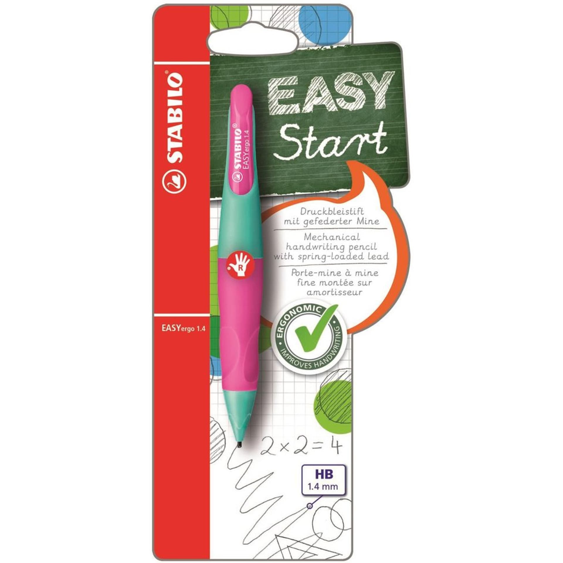 

Ołówek STABILO EASYStart 1,4mm HB dla praworęcznych turkusowo różowy BLISTER B-46899