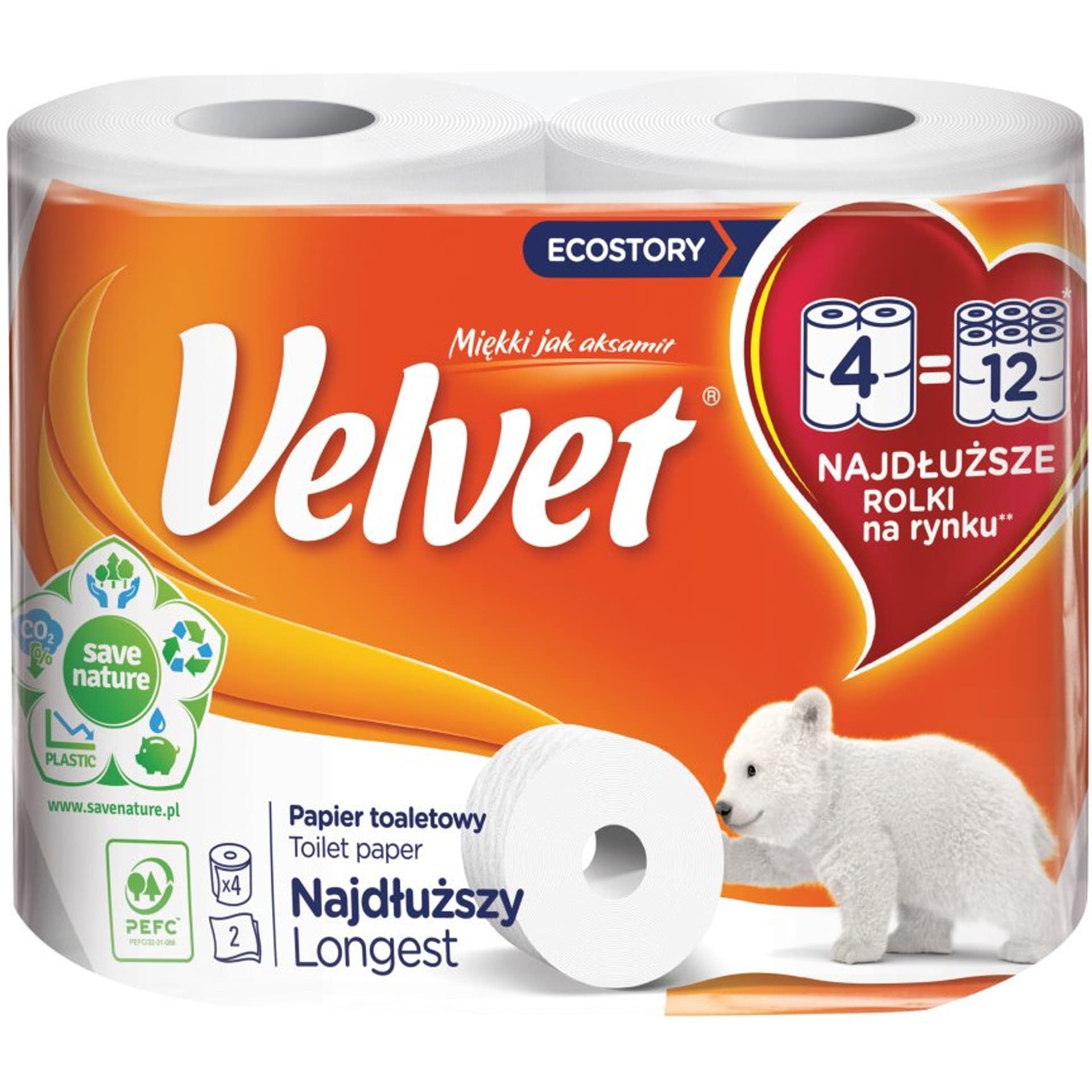 

Papier toaletowy VELVET najdłuższa rolka (op 4szt)