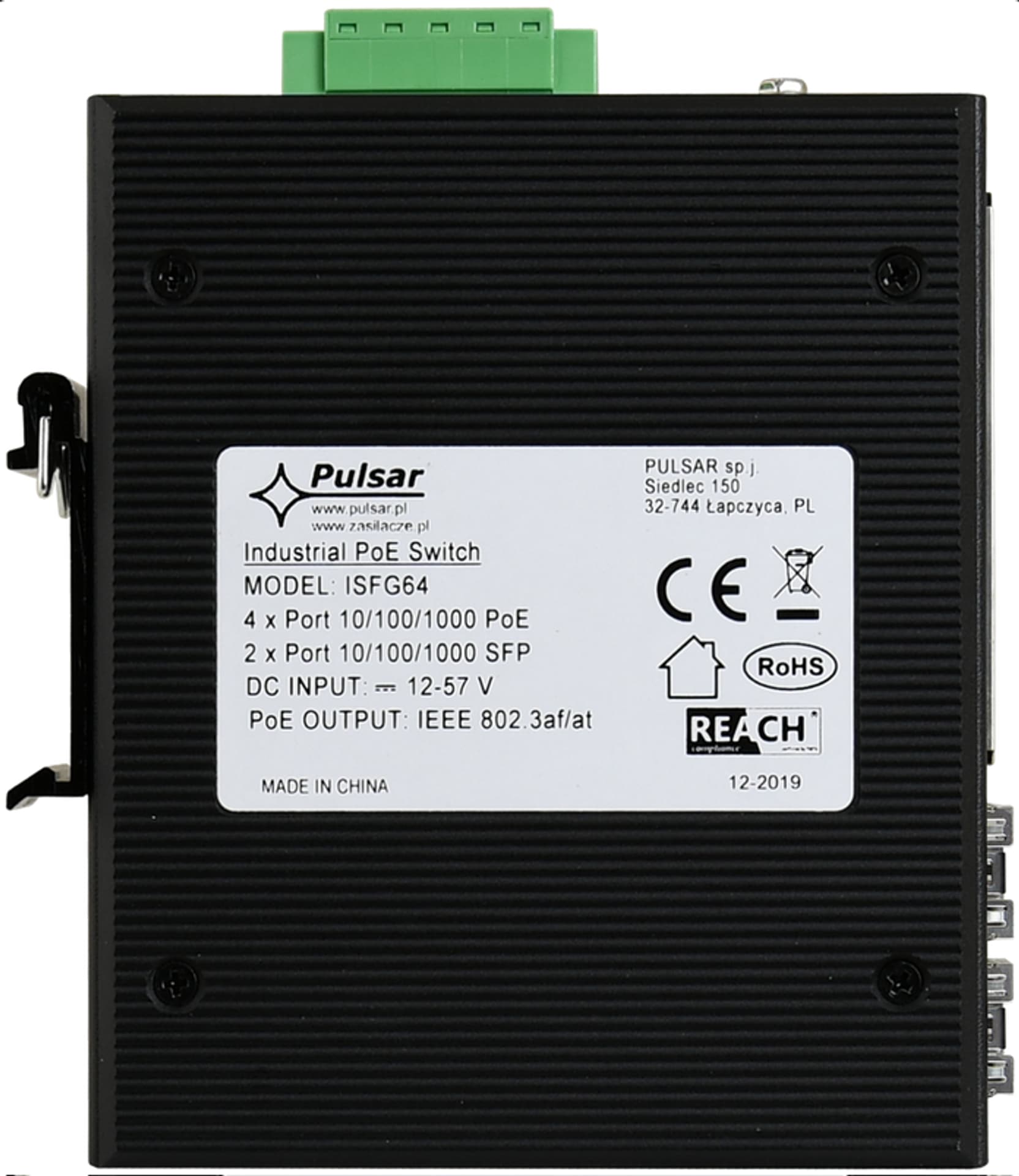 

Switch przemysłowy ISFG64 PULSAR (4xPoE, 2xSFP)