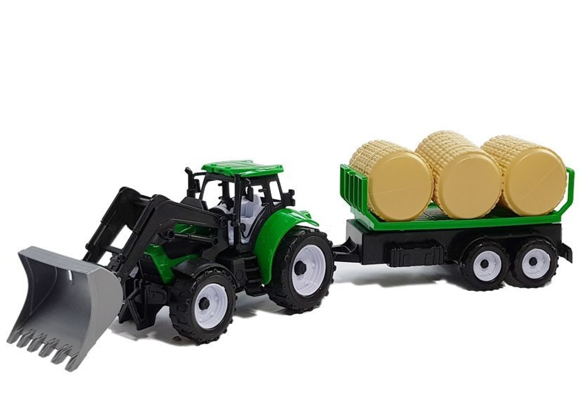 

Traktor z Przyczepa z Belami Siana Cysterna