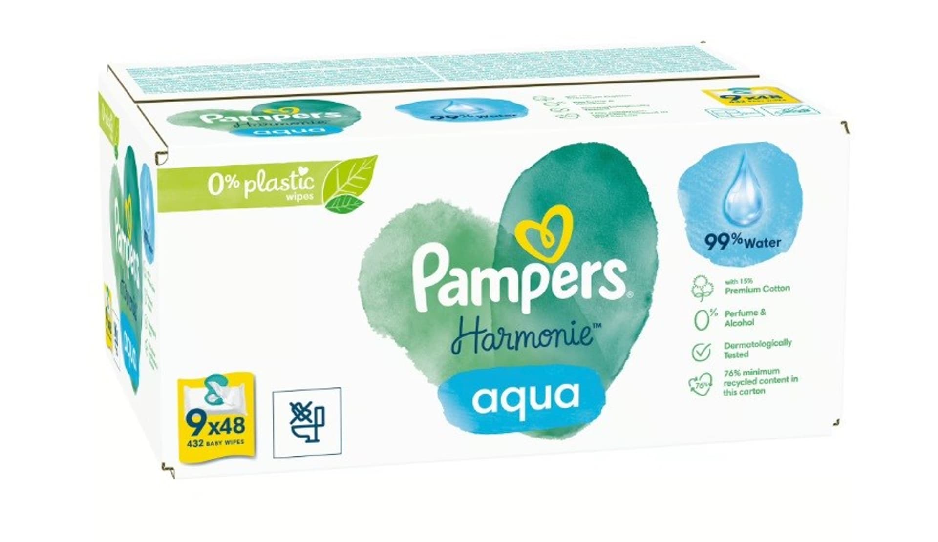 

Chusteczki nawilżane PAMPERS Harmonie Plastic-Free 9x48szt