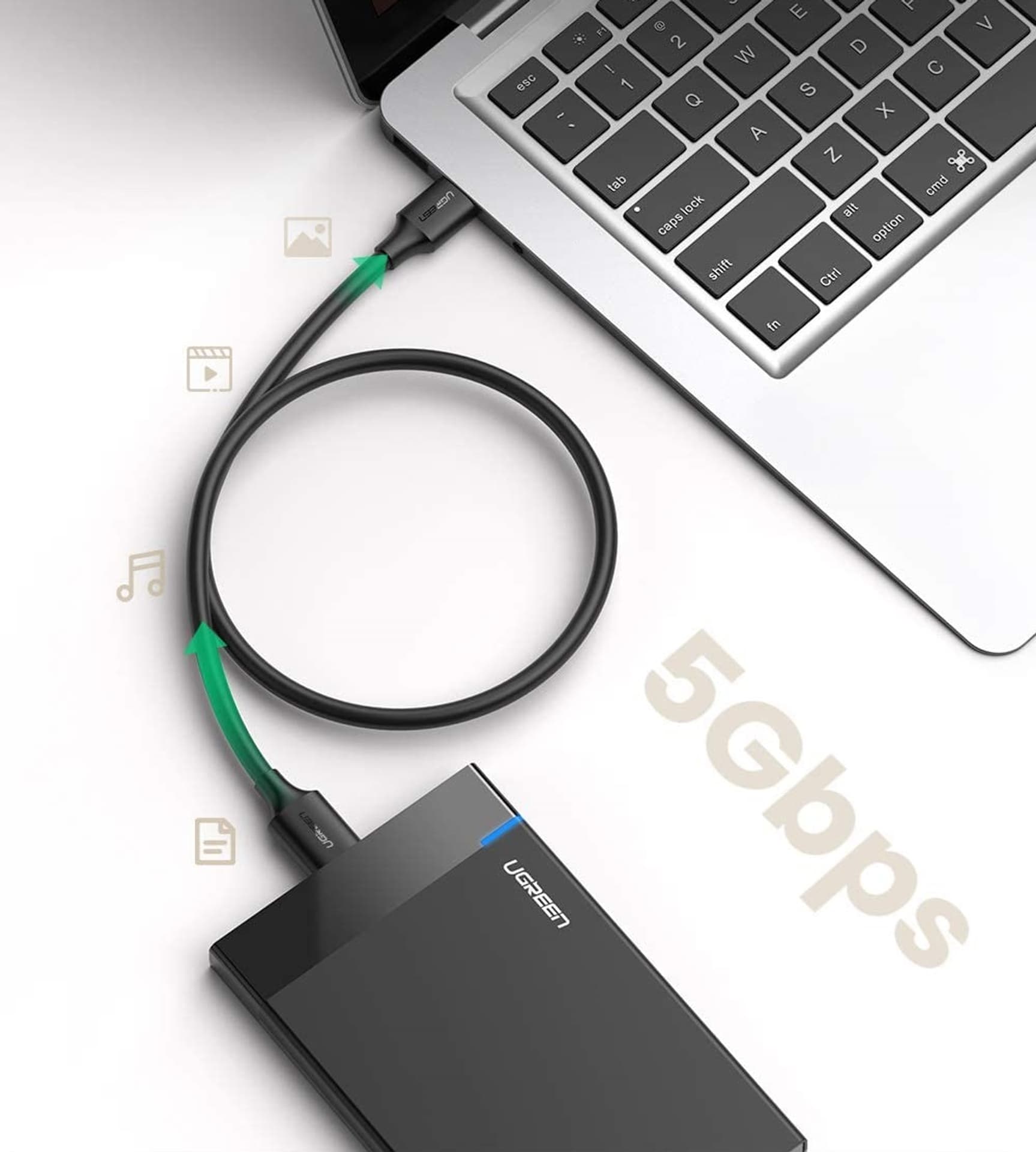 

Kabel USB 3.0 - micro USB 3.0 UGREEN US130 0.5m (czarny)