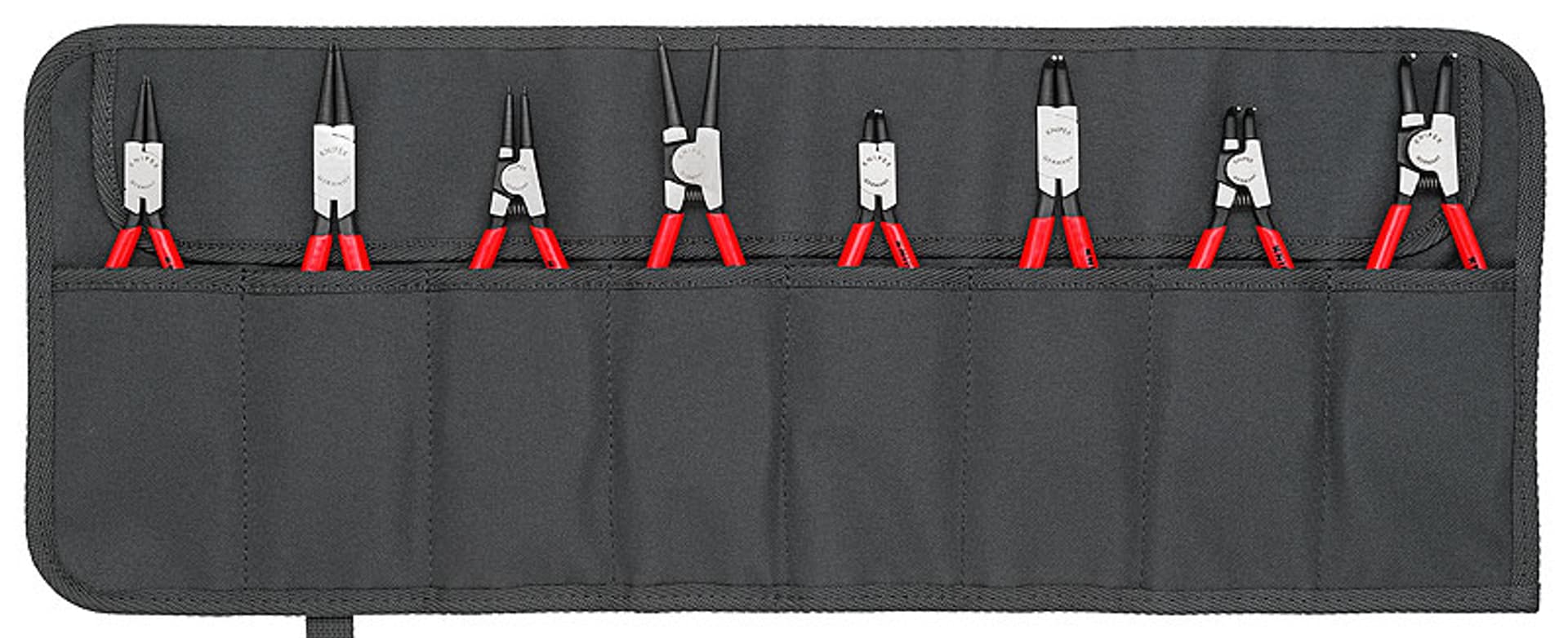 

Zestaw szczypiec do pierscieni osadczych, 8-cz,w zwijanym etui KNIPEX