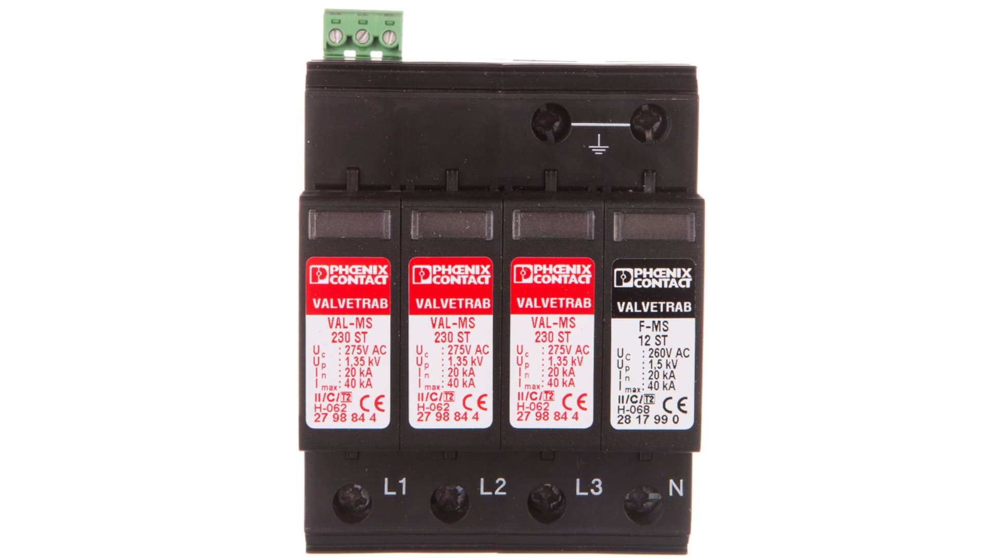 

Ogranicznik przepięć C Typ 2 4P 40kA 1,35kV 275V AC VAL-MS 230/3+1 FM 2838199