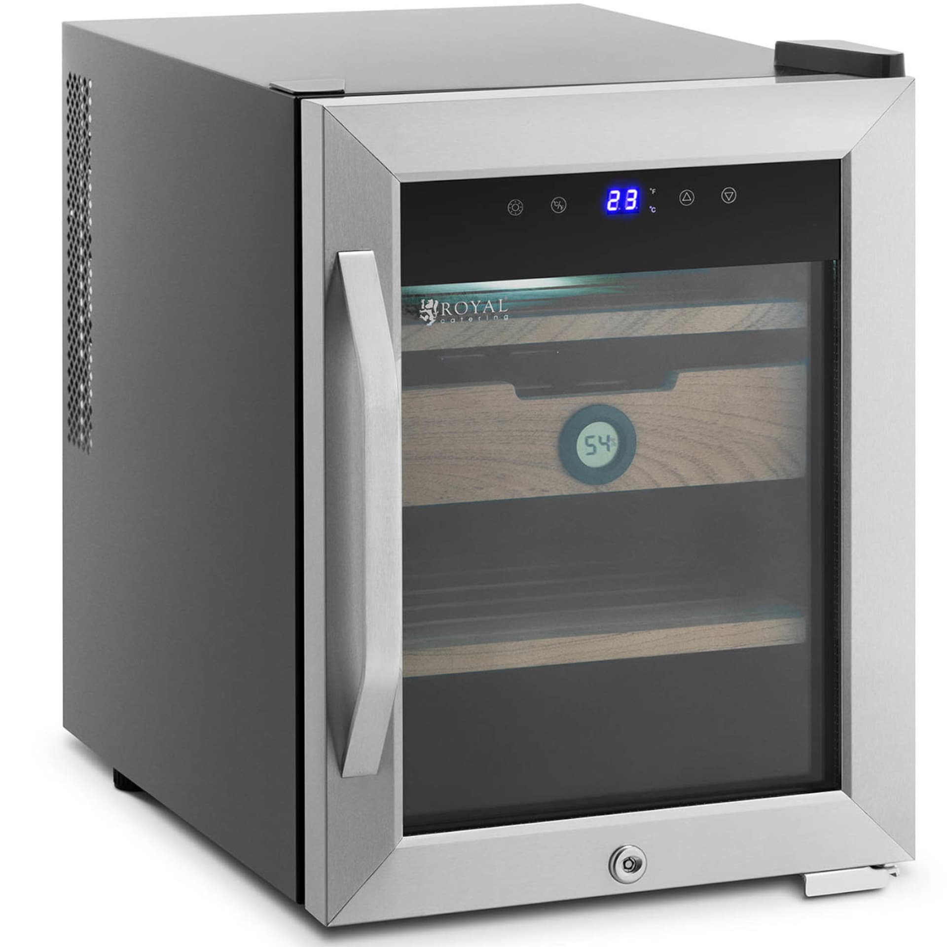 

Humidor szafka na cygara z drewna cedrowego i stali z oświetleniem LED