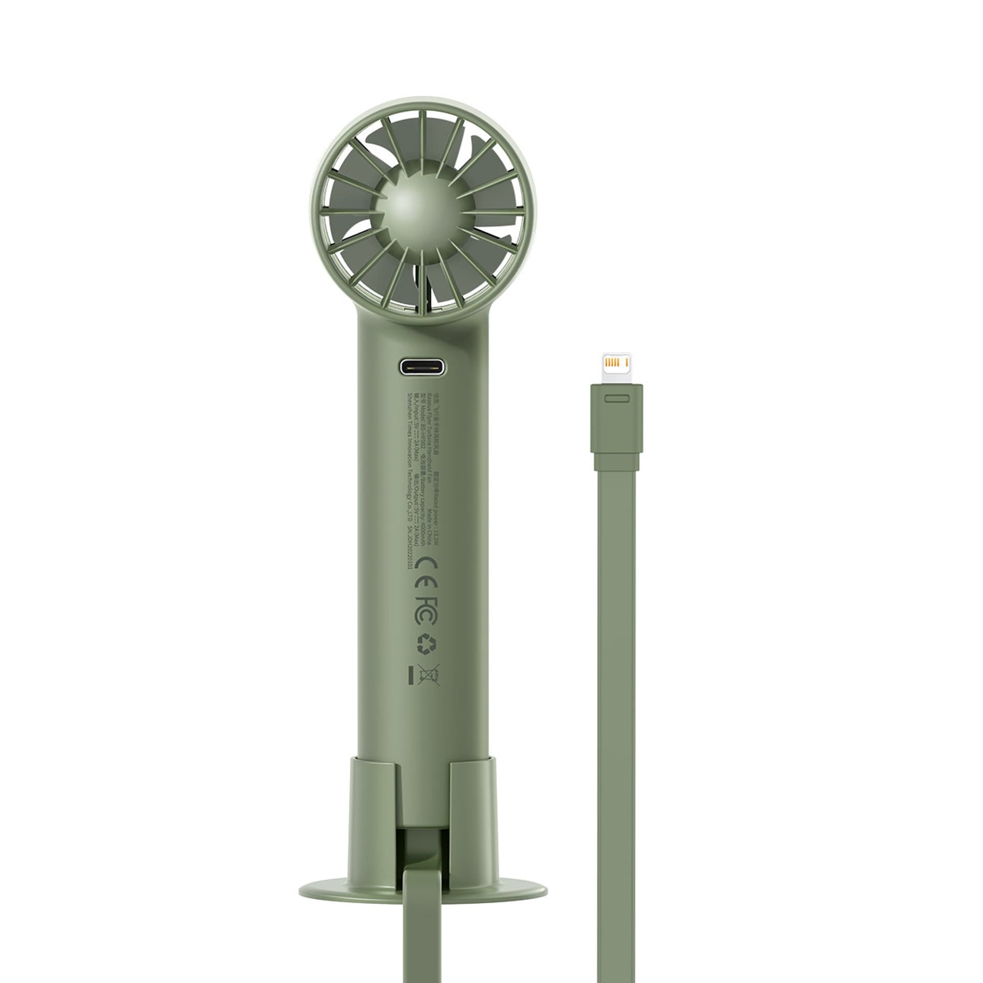 

Mini wentylator wiatrak + powerbank 4000mAh z wbudowanym kablem Lightning zielony