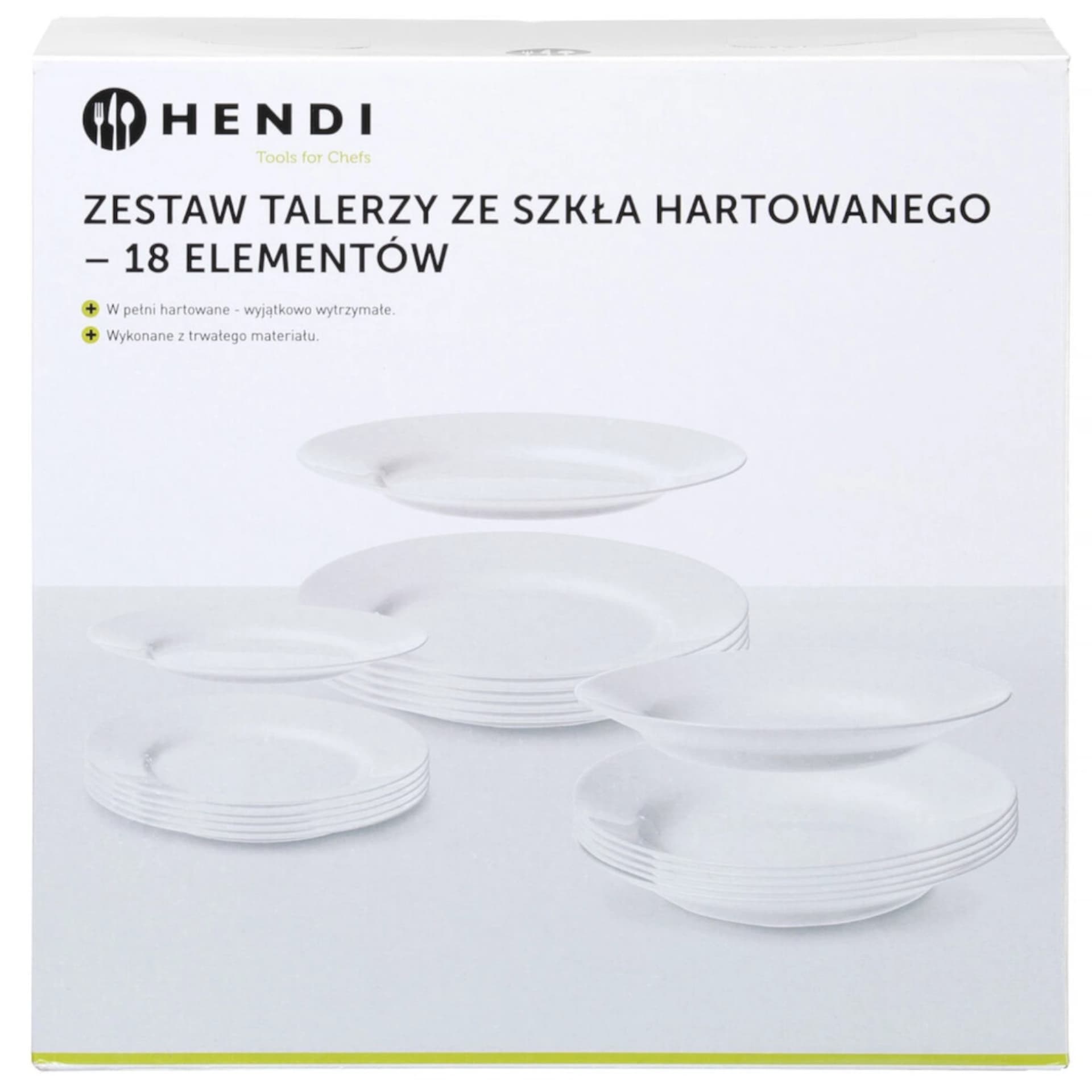 

Zestaw talerzy ze szkła hartowanego 18 el. - Hendi 795224