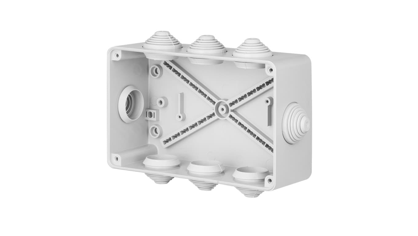 

INDUSTRIAL Puszka hermetyczna n/t 198x139x82mm IP55 z 8 dławicami szara 2707-02