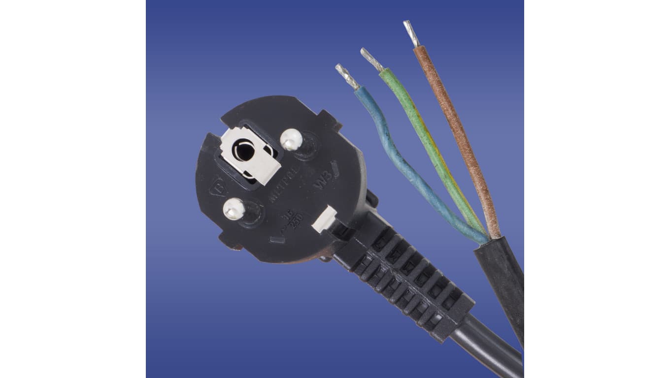 

Przewód przyłączeniowy W-3 3x1,5 mm2 czarny z wtyczką kątową 5m 51.940