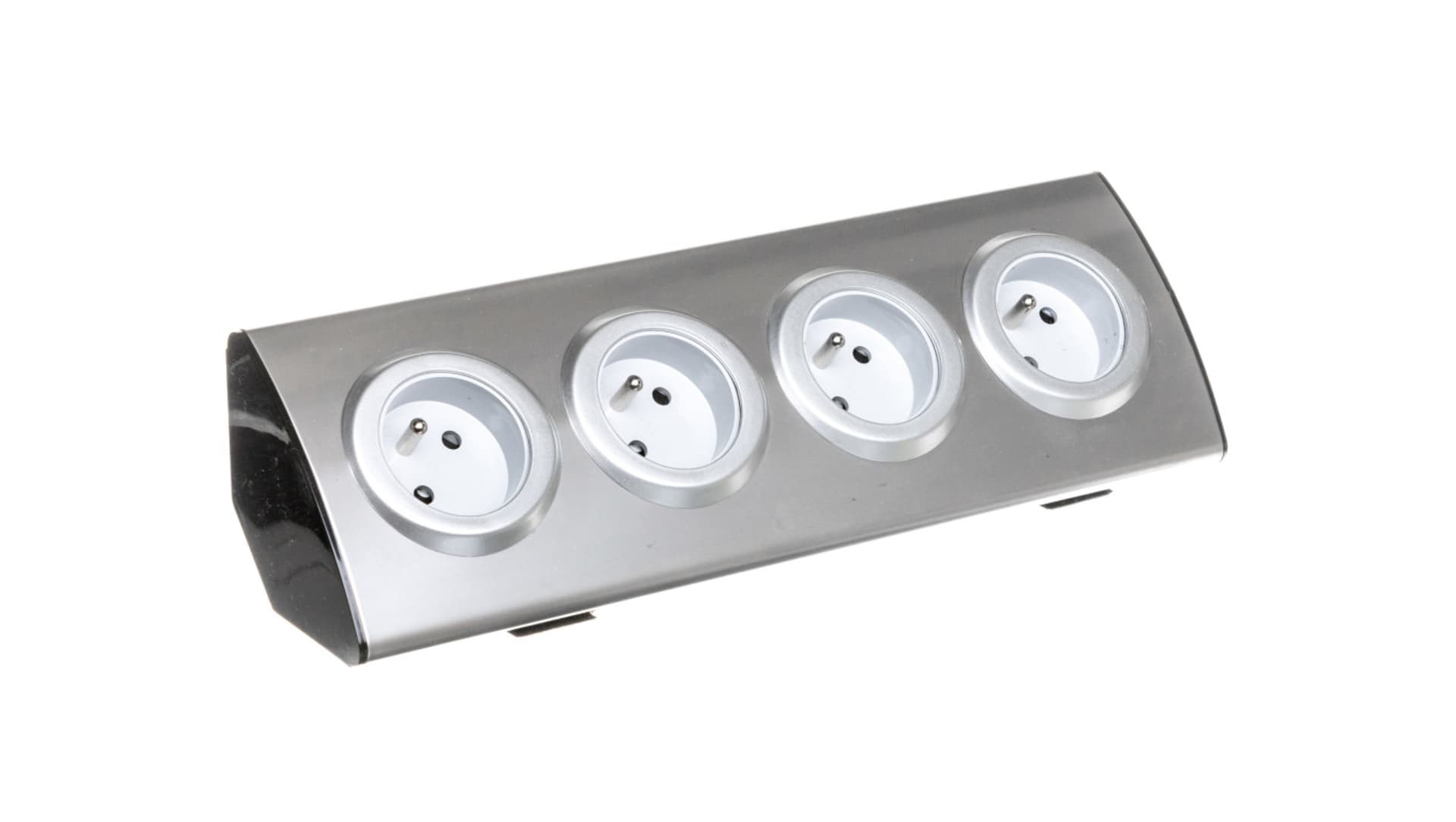 

Gniazdo meblowe kuchenne 4x2P+Z, montaż na rzepy, INOX