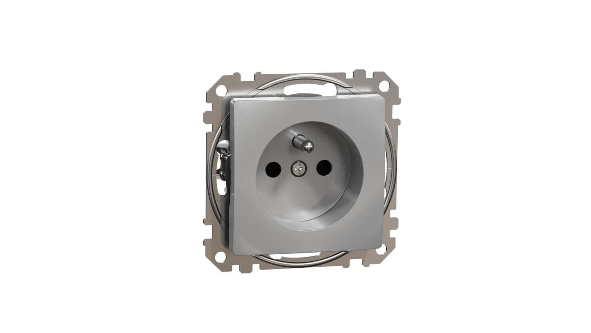 

Schneider Electric, Sedna Design i Elements, Gniazdo zasilające 2P+PE z przesł. torów prąd., zac. bezgw., srebrne alu, SDD113012