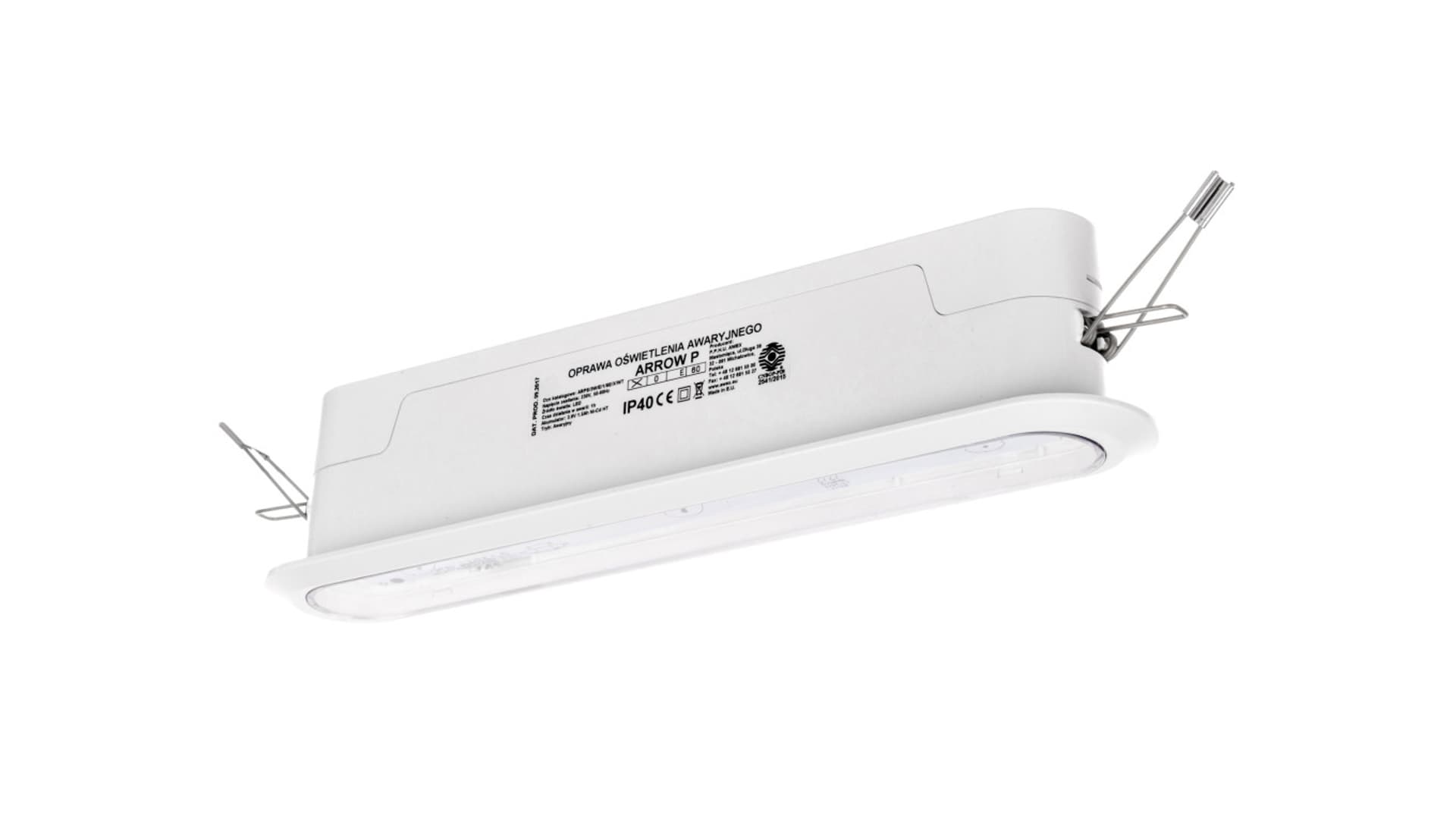 

Oprawa awaryjna ARROW P LED 3W 1h jednozadaniowa biała ARPS/3W/E/1/SE/X/WT