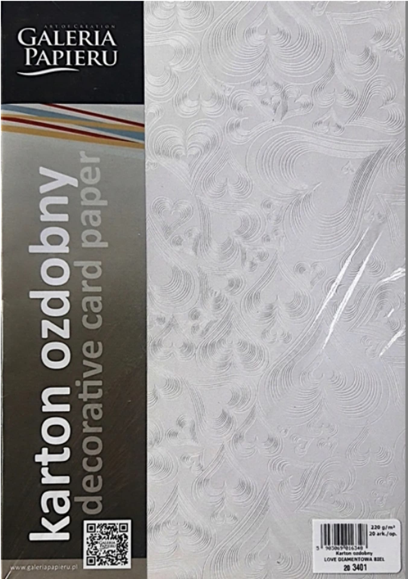 

Karton ozdobny A4 LOVE diamentowa biel (20ark) 220g 203401 ARGO, 20ark) 220g 203401 arg
