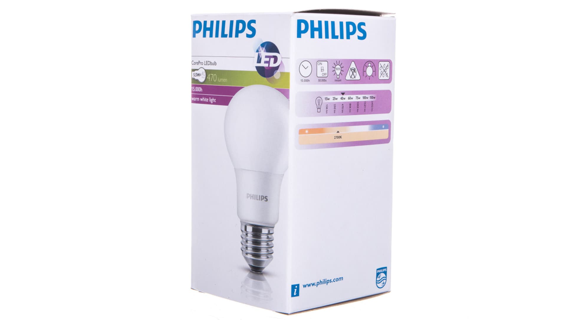 

Żarówka LED E27 Philips CorePro LEDbulb ND 5.5-40W A60 827 (odpowiednik 40W) 929001234202, Odpowiednik 40w) 92900123420
