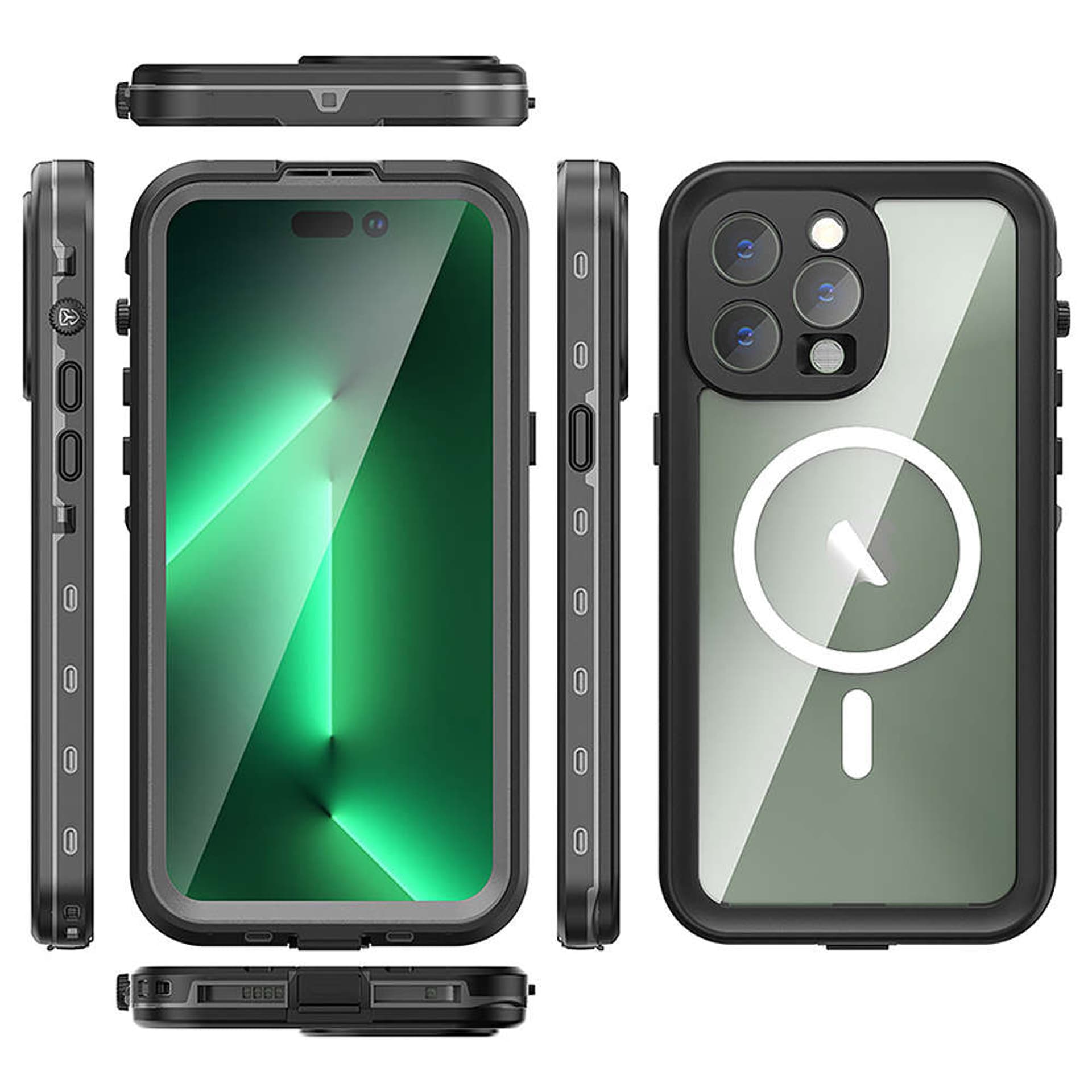 

Etui Wodoodporne Alogy IP68 Case z przezroczystym tyłem Pancerna obudowa 360 do MagSafe do Apple iPhone 14 Pro Max